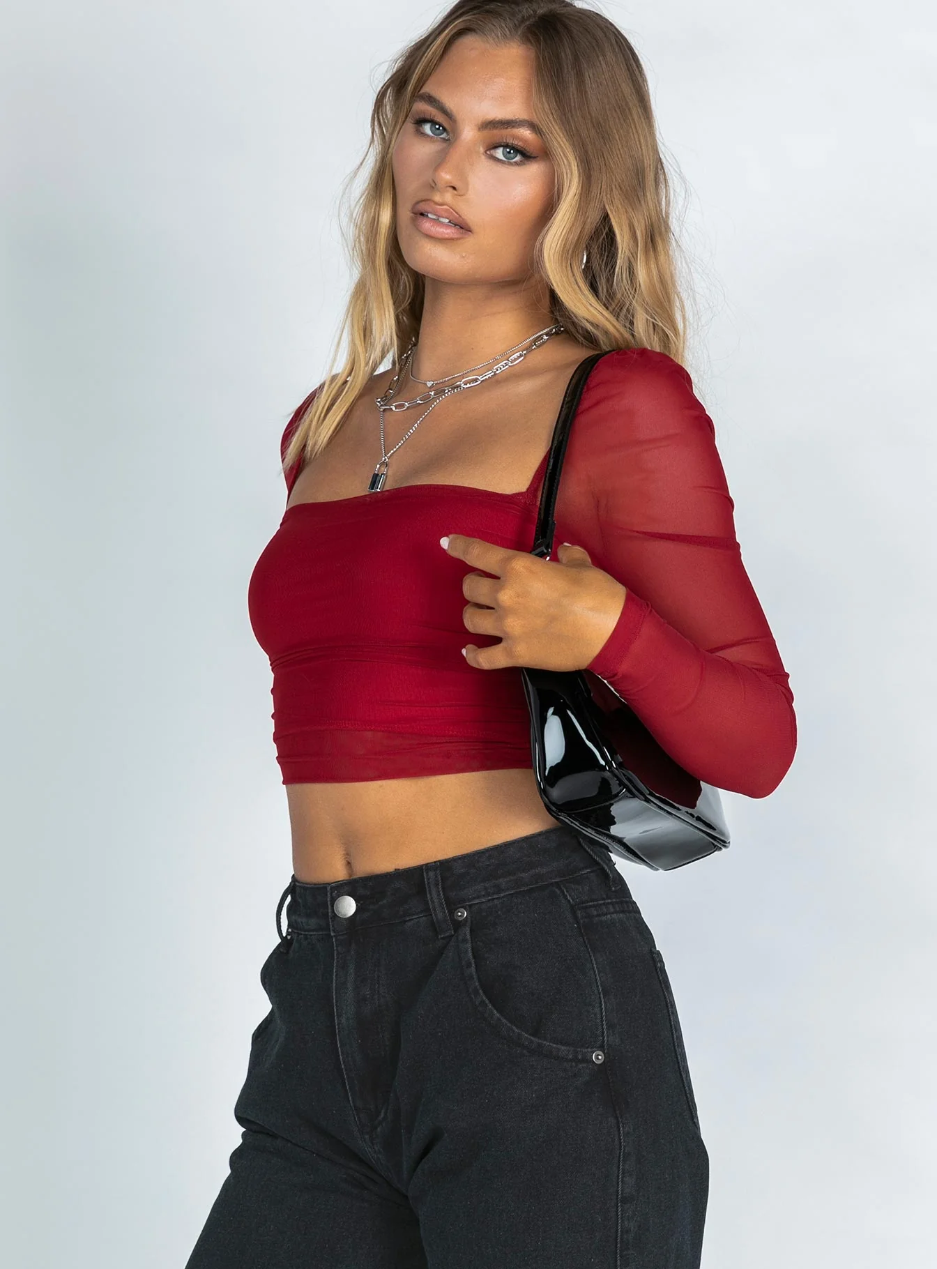 City Lights Long Sleeve Top Red