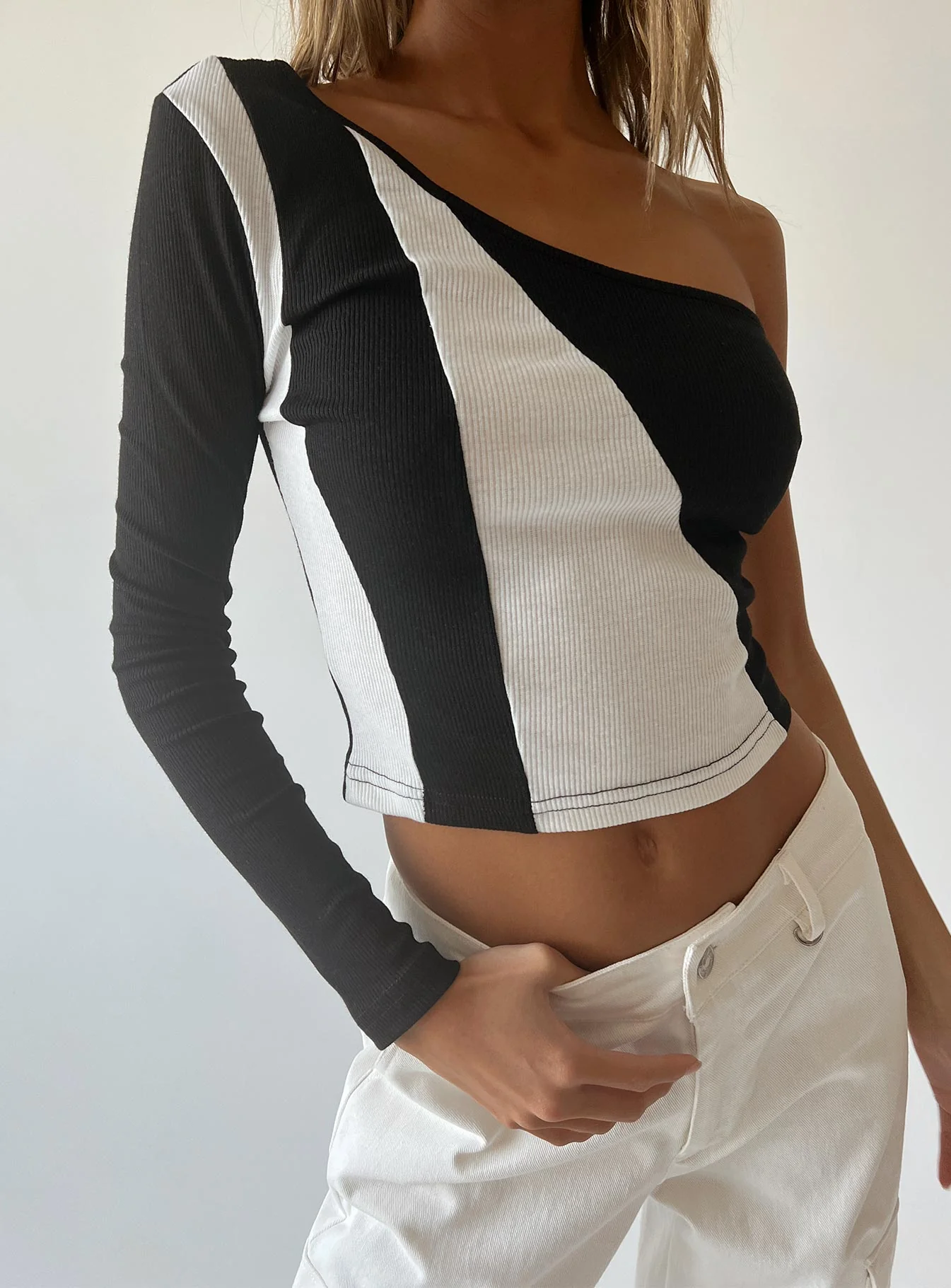 Matty Long Sleeve Top Black / White