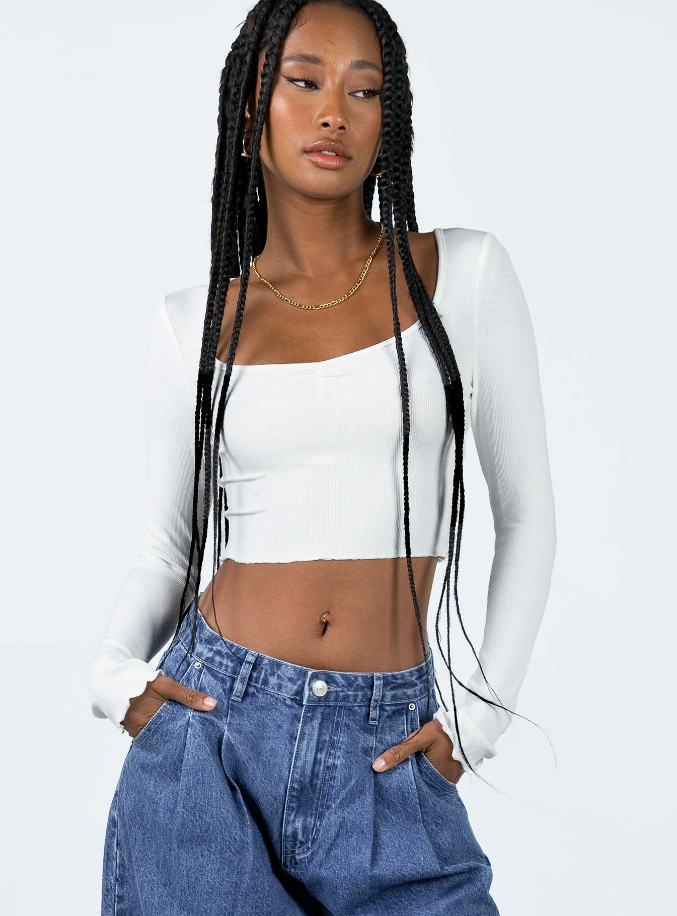 Corley Long Sleeve Top White