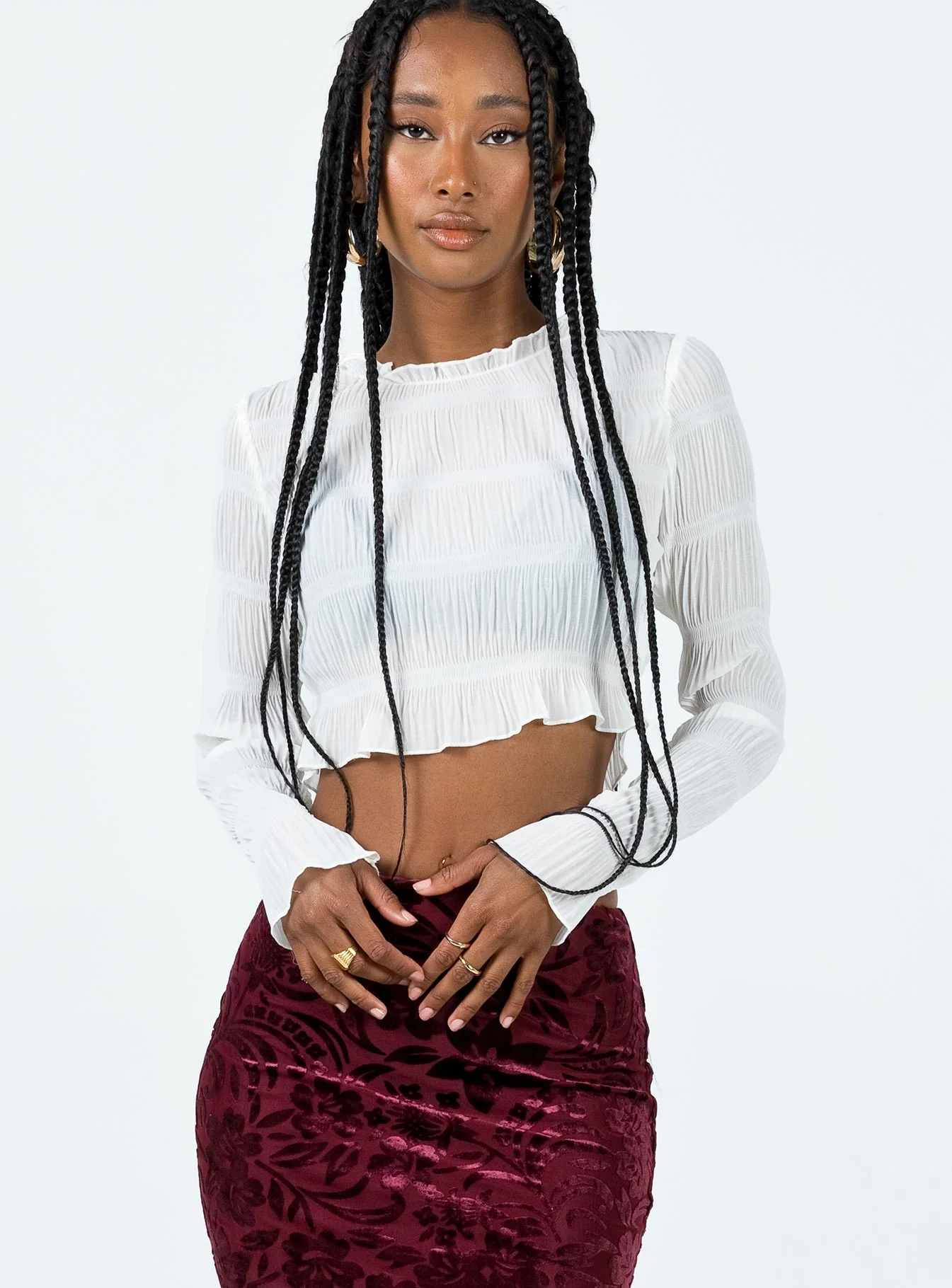 Wallach Long Sleeve Top White