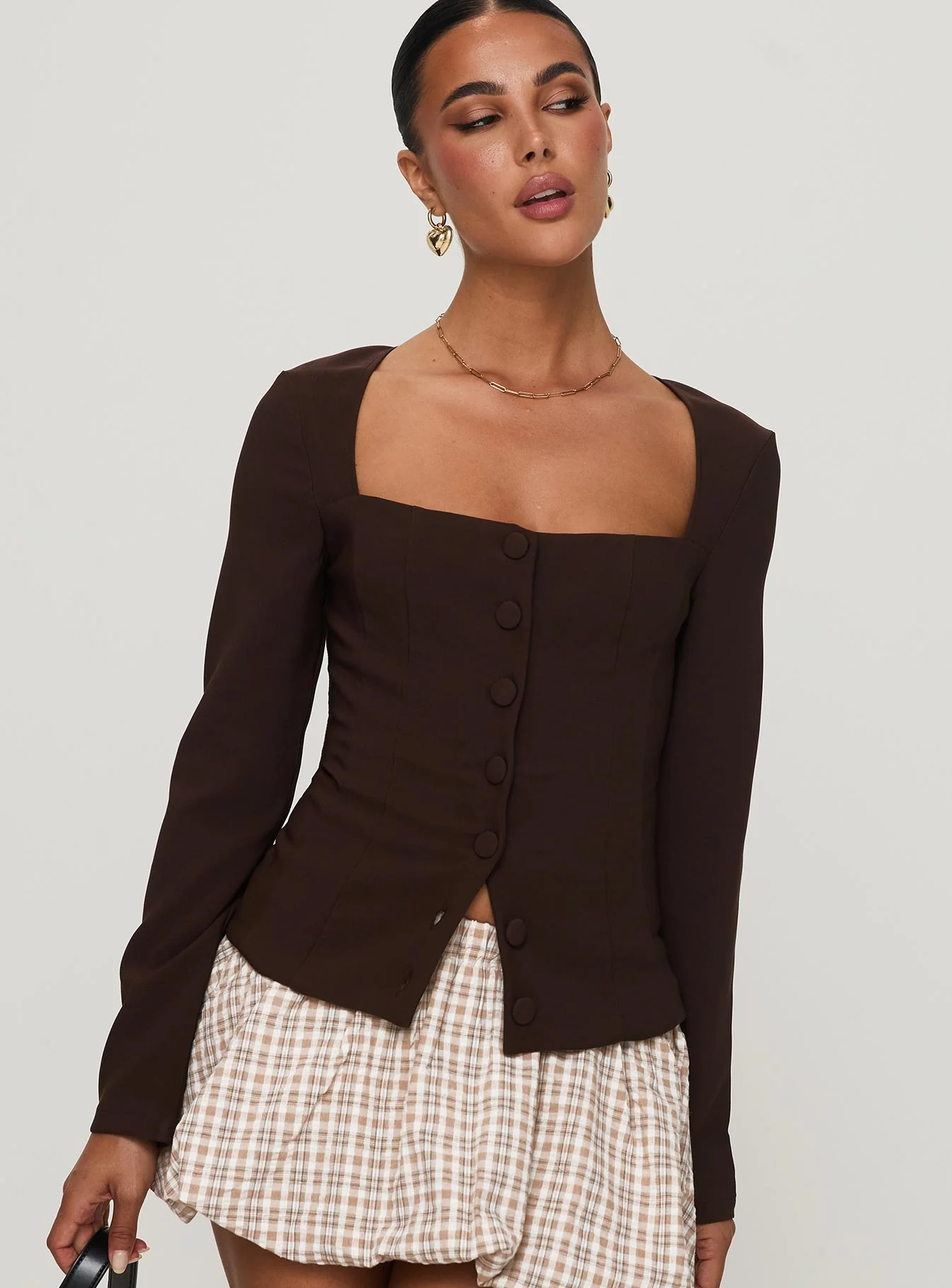 Gaskin Long Sleeve Top Brown