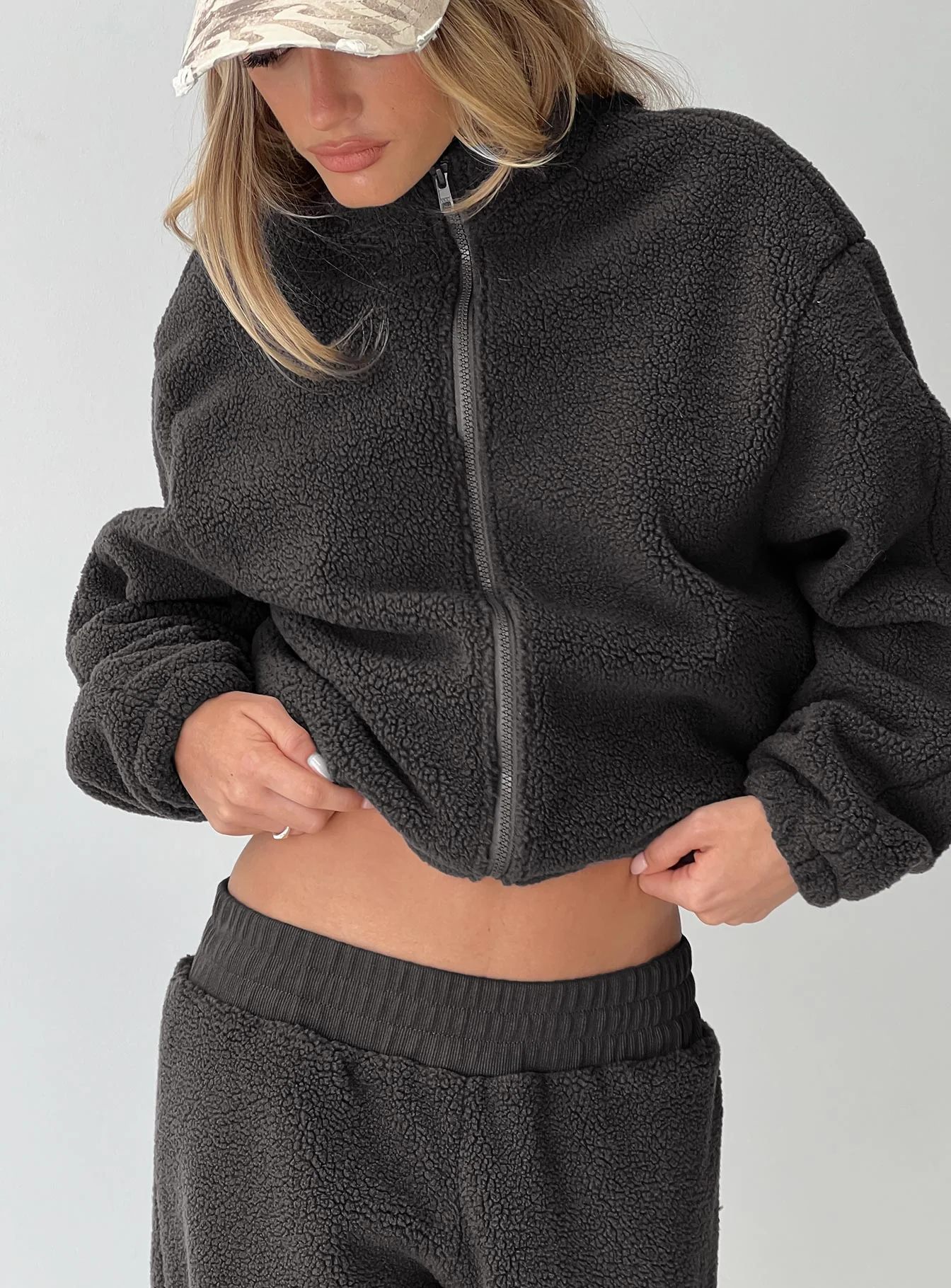 Siberia Fleece Zip Up Jumper Charcoal