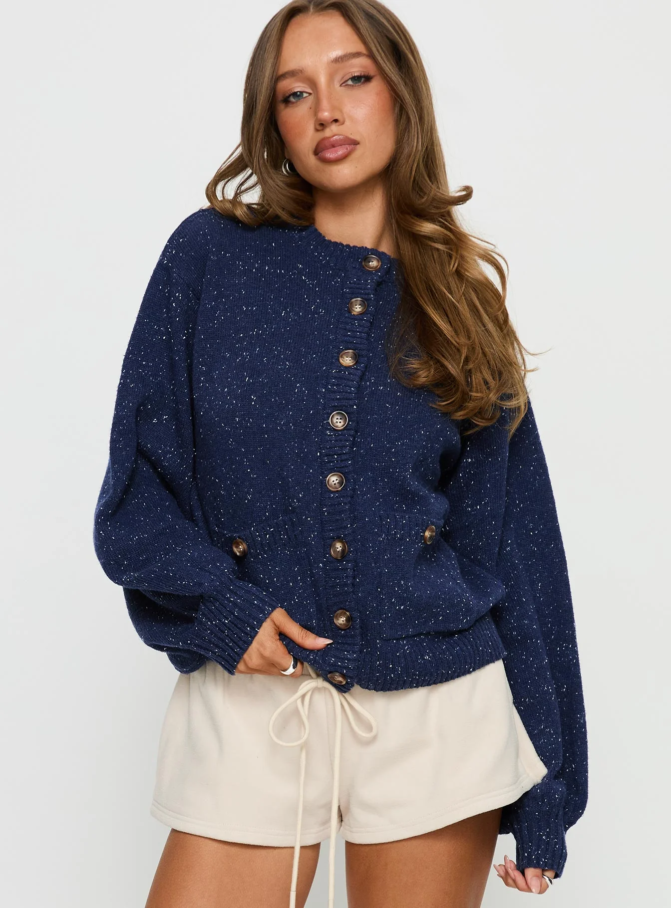 Dorah Boxy Cardigan Navy Blue