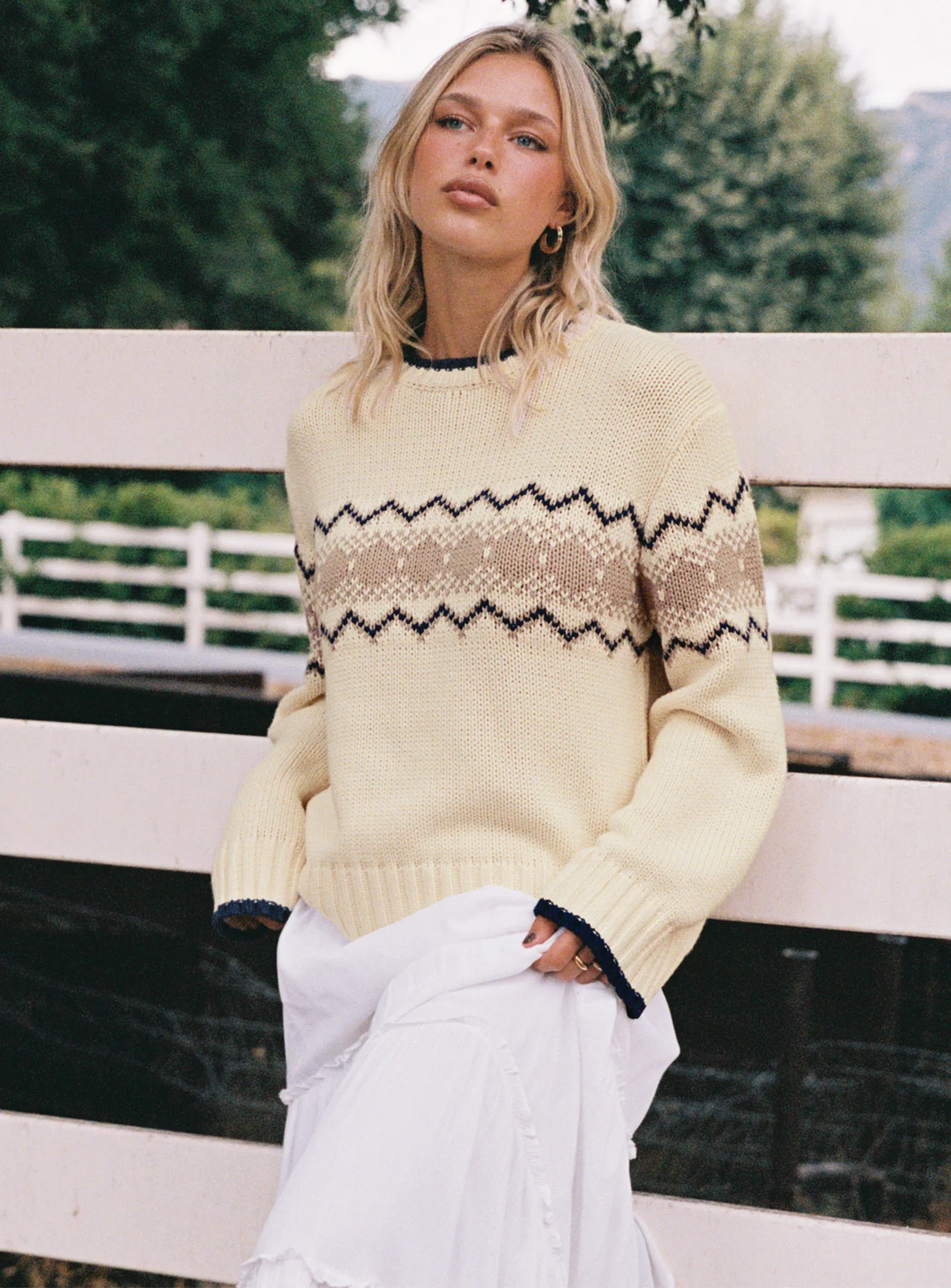 Madalynn Knit Graphic Jumper Beige