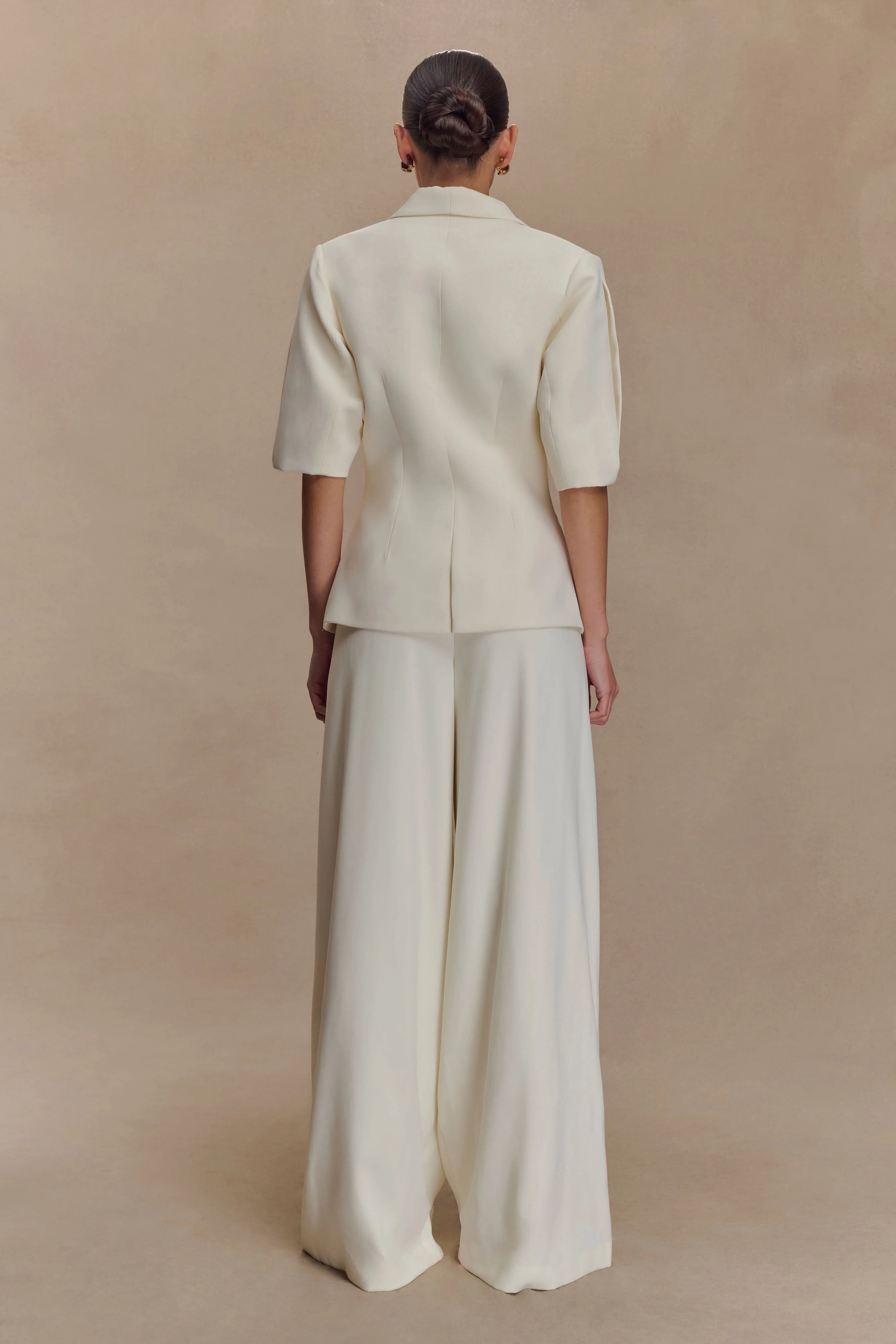 Opal Puff Sleeve Suiting Top - Ivory