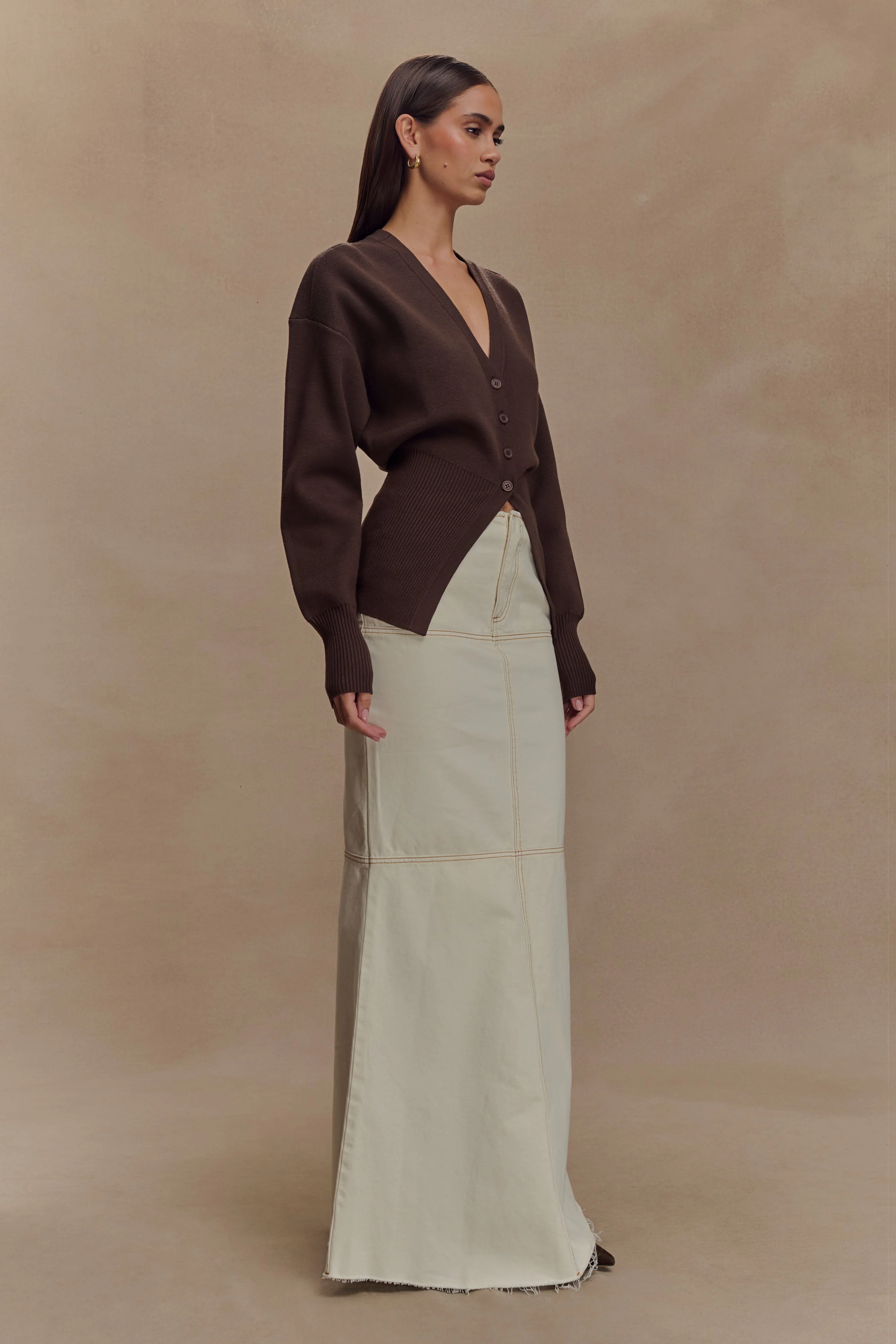Alexia Buttoned Oversized Cardigan - Dark Chocolate