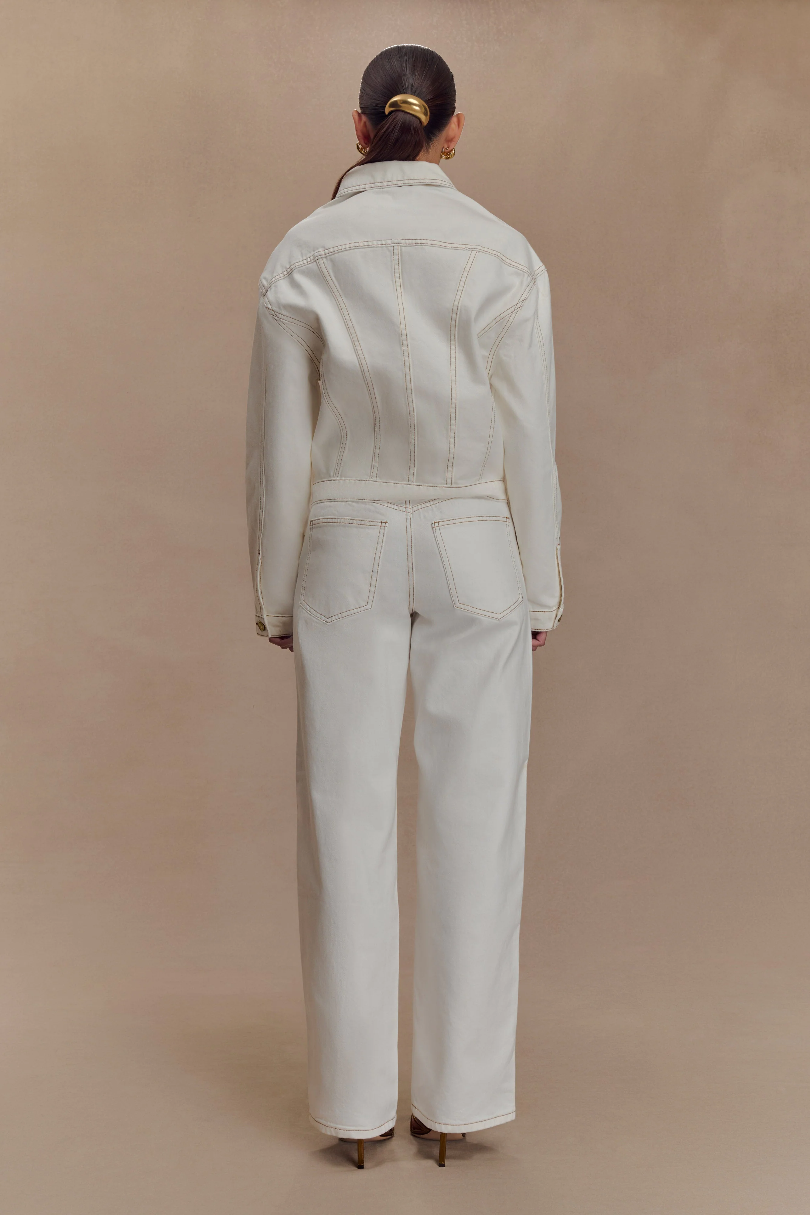 Kirra Cinched Denim Jacket - White