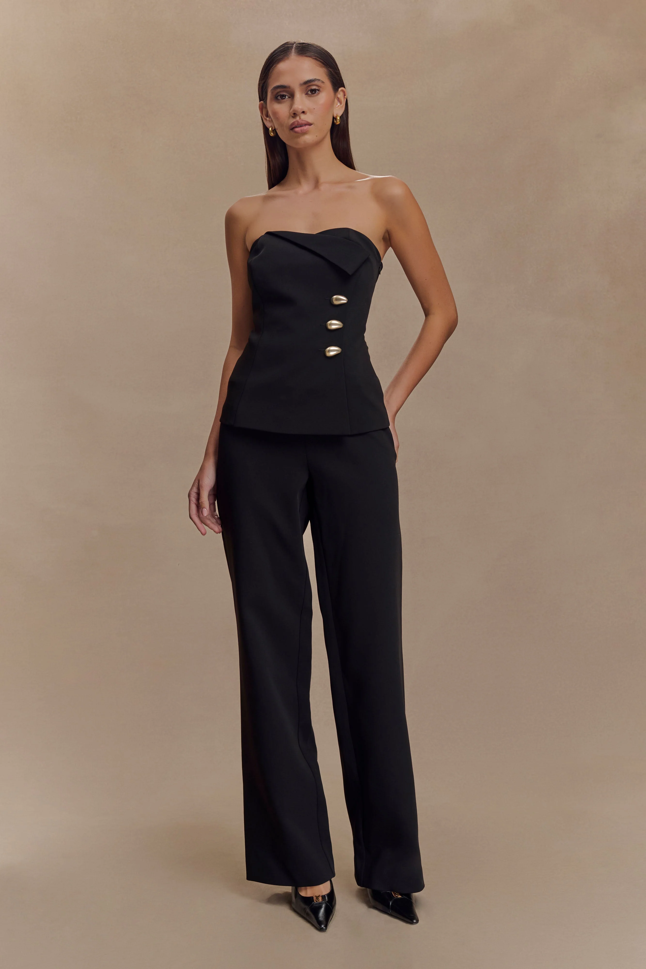 Lindie Straight Leg Suiting Pants - Black