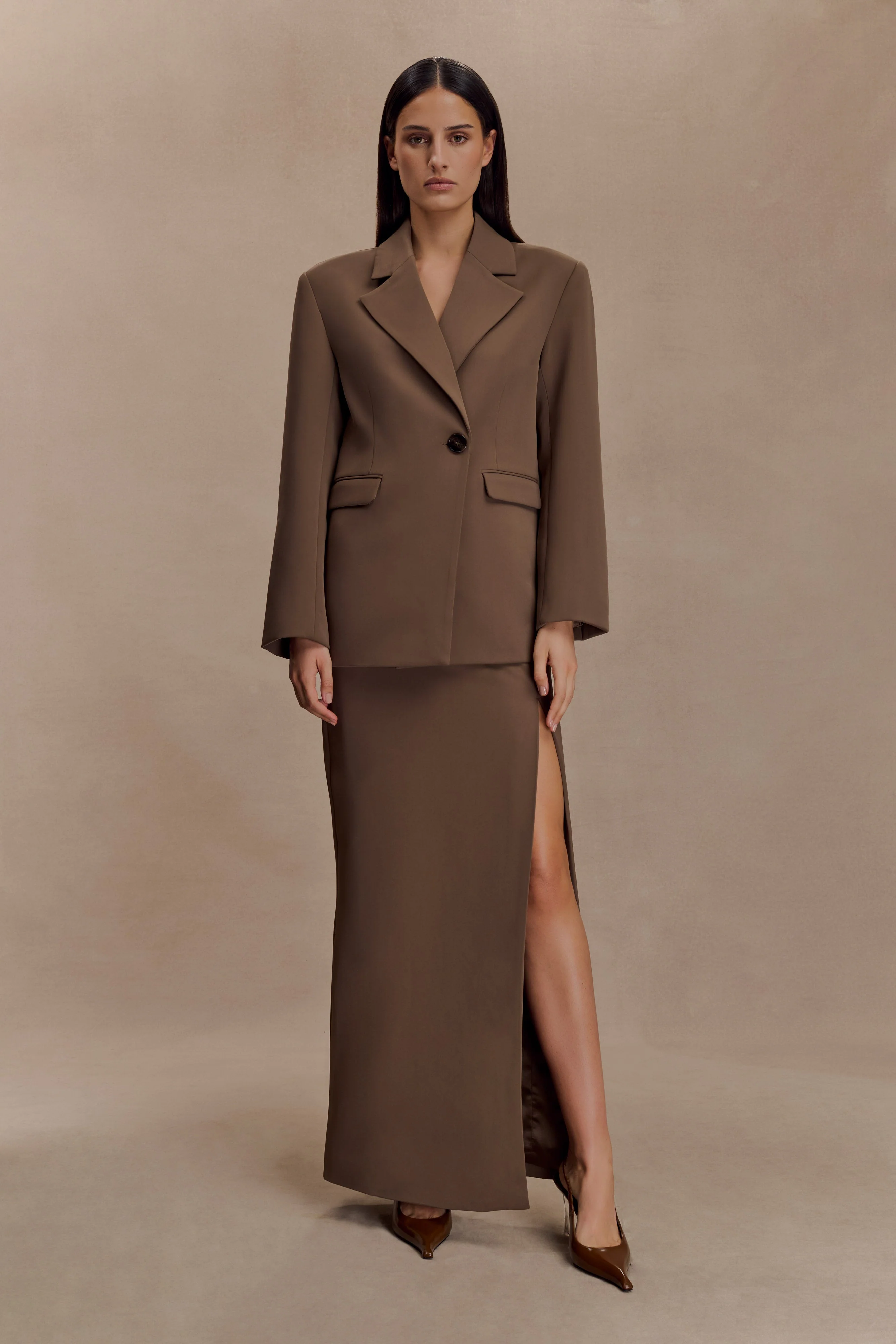 Cassie Column Maxi Skirt - Cacao Brown