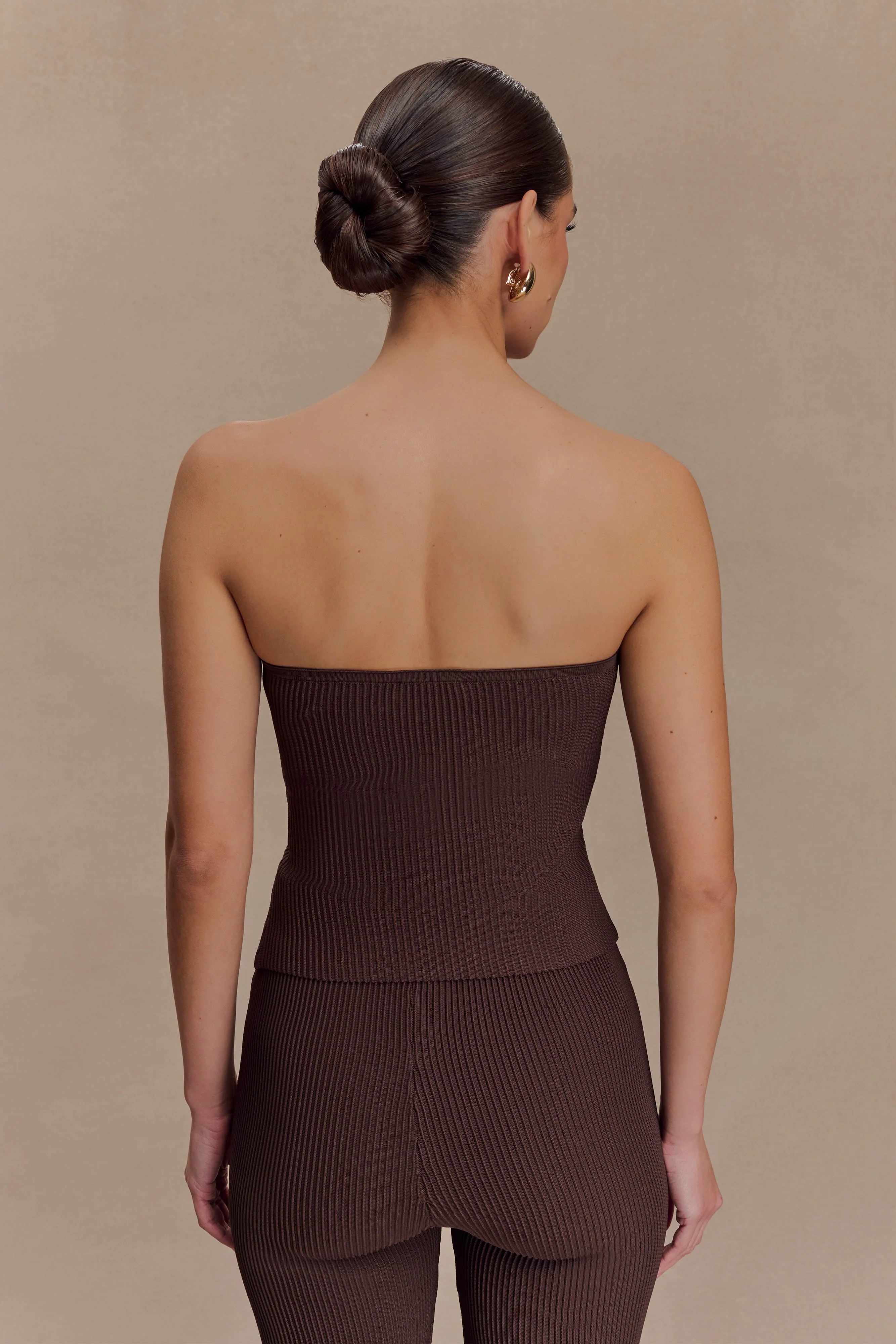 Elodie Strapless Cupped Knit Top - Chocolate