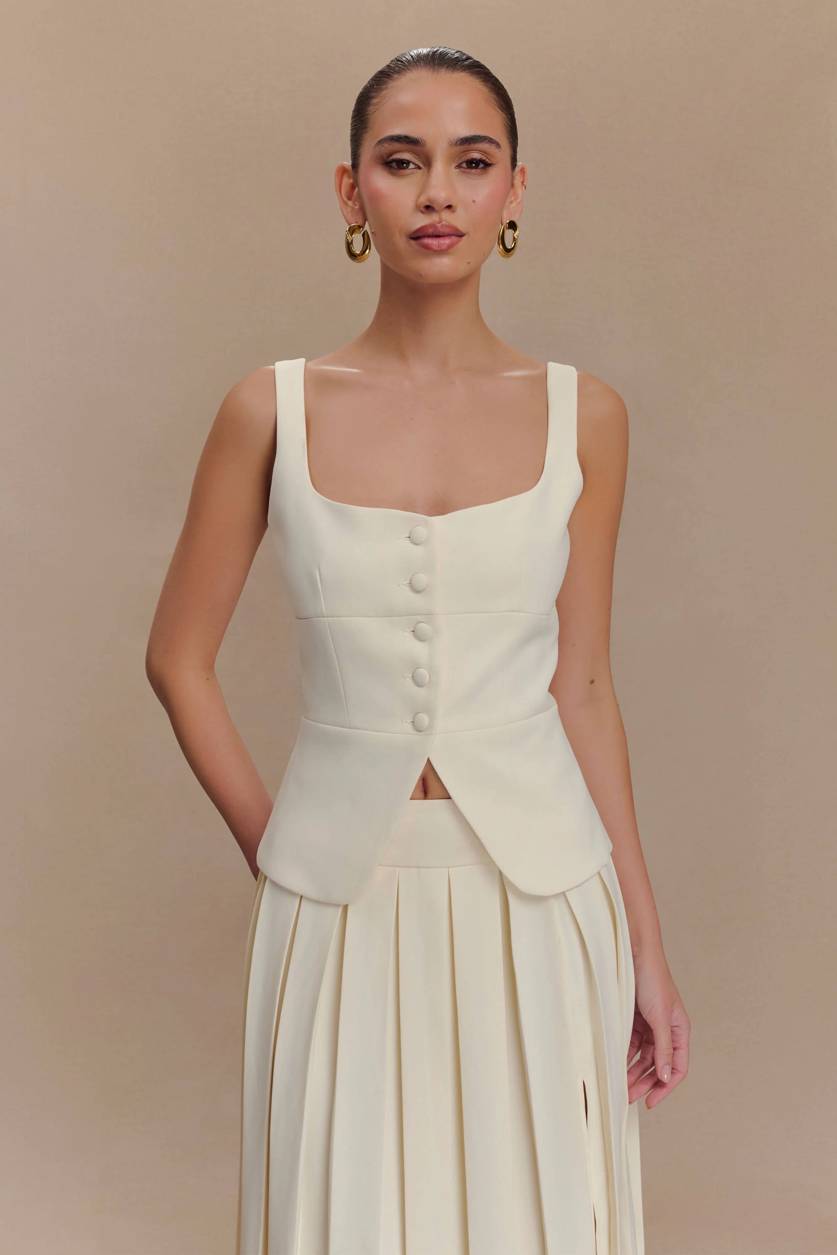 Sunny Suiting Peplum Top - Ivory