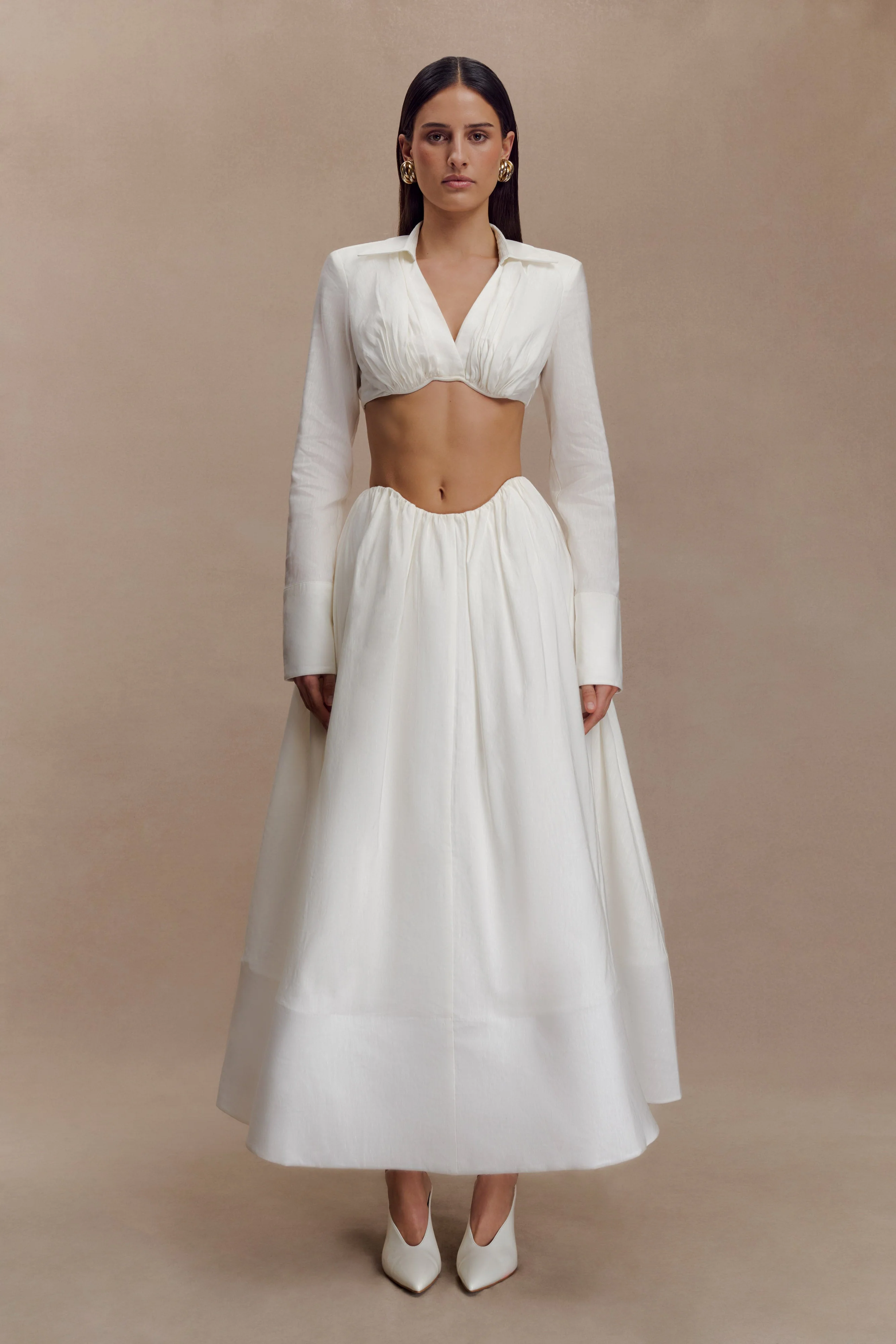 Greta Gathered Maxi Skirt - White