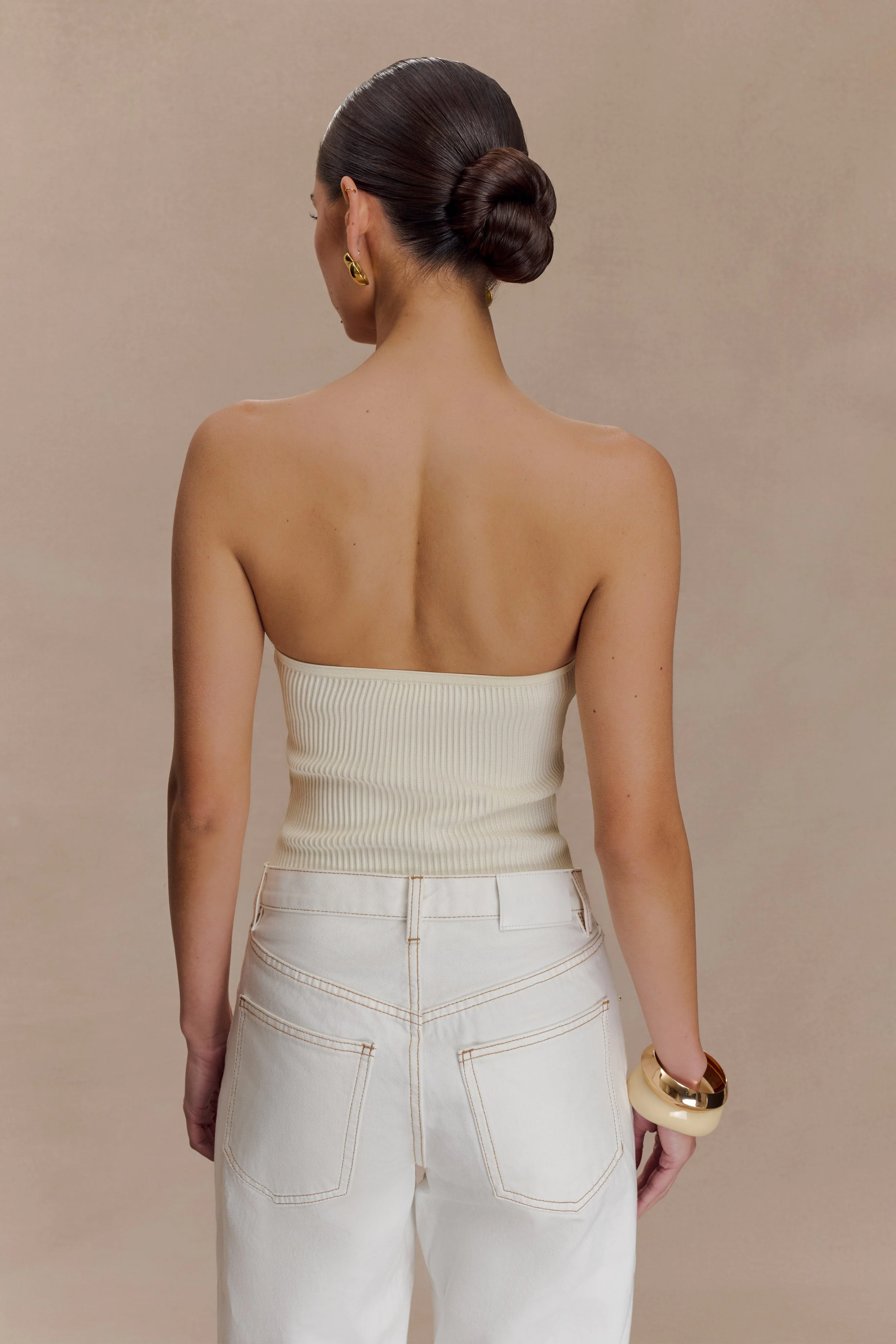 Elodie Strapless Cupped Knit Top - Ivory