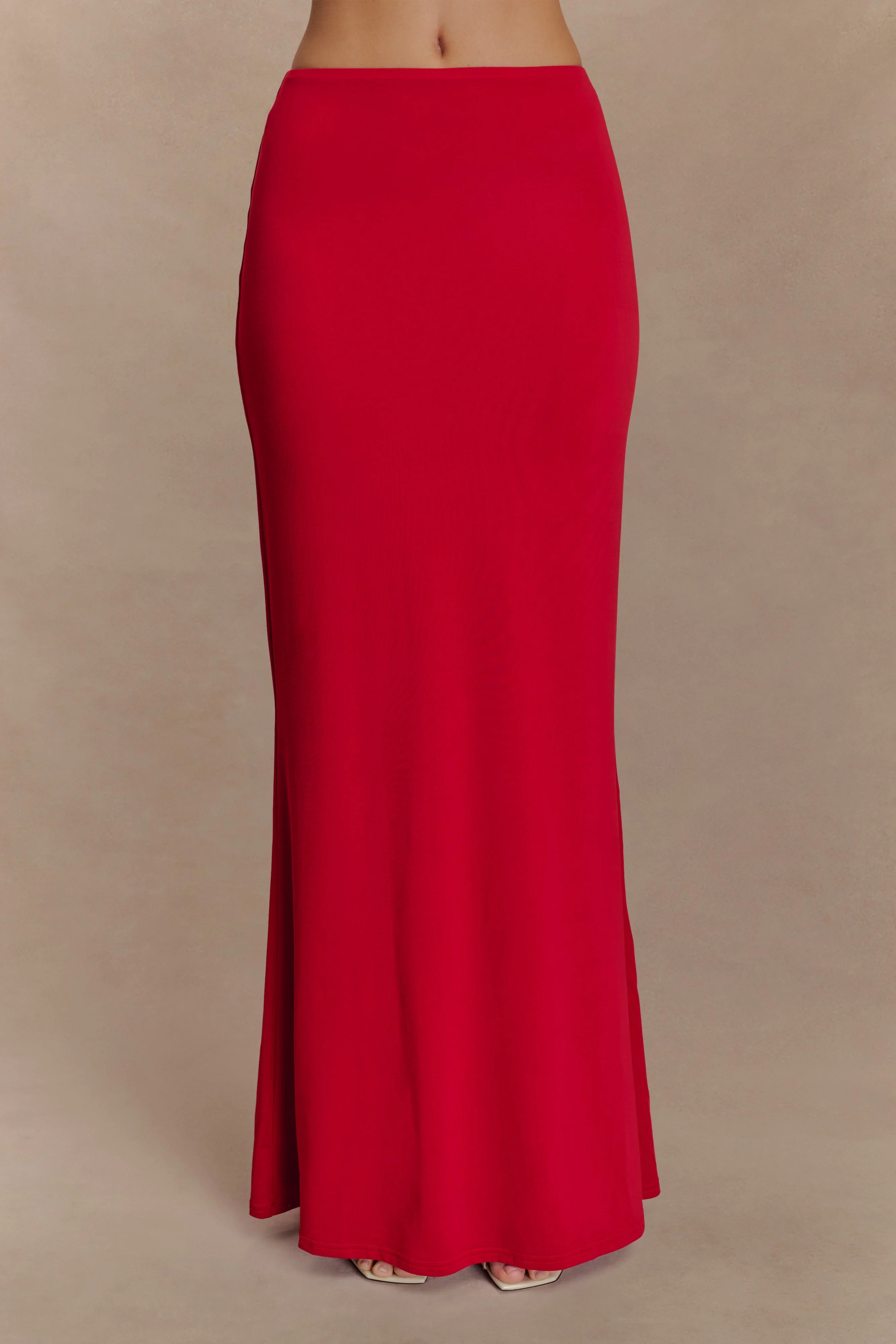Bruna Slinky Fishtail Maxi Skirt - Red