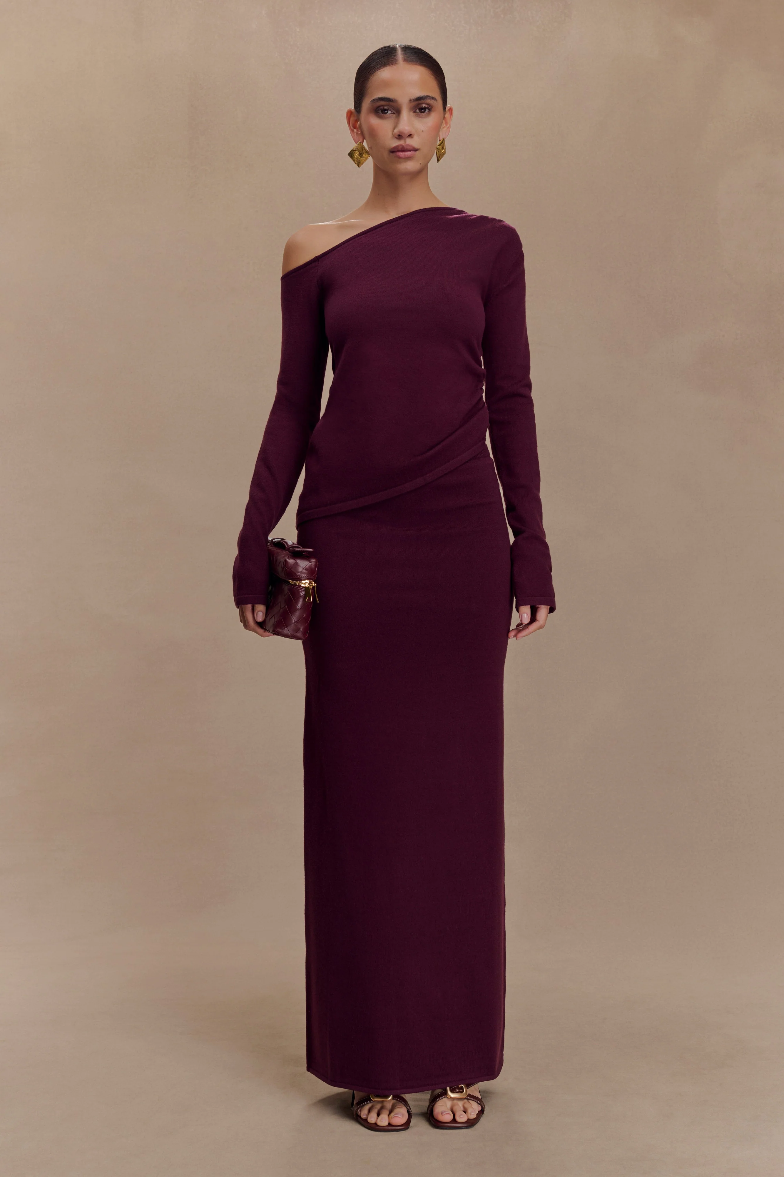 Miles Knit Maxi Skirt - Plum