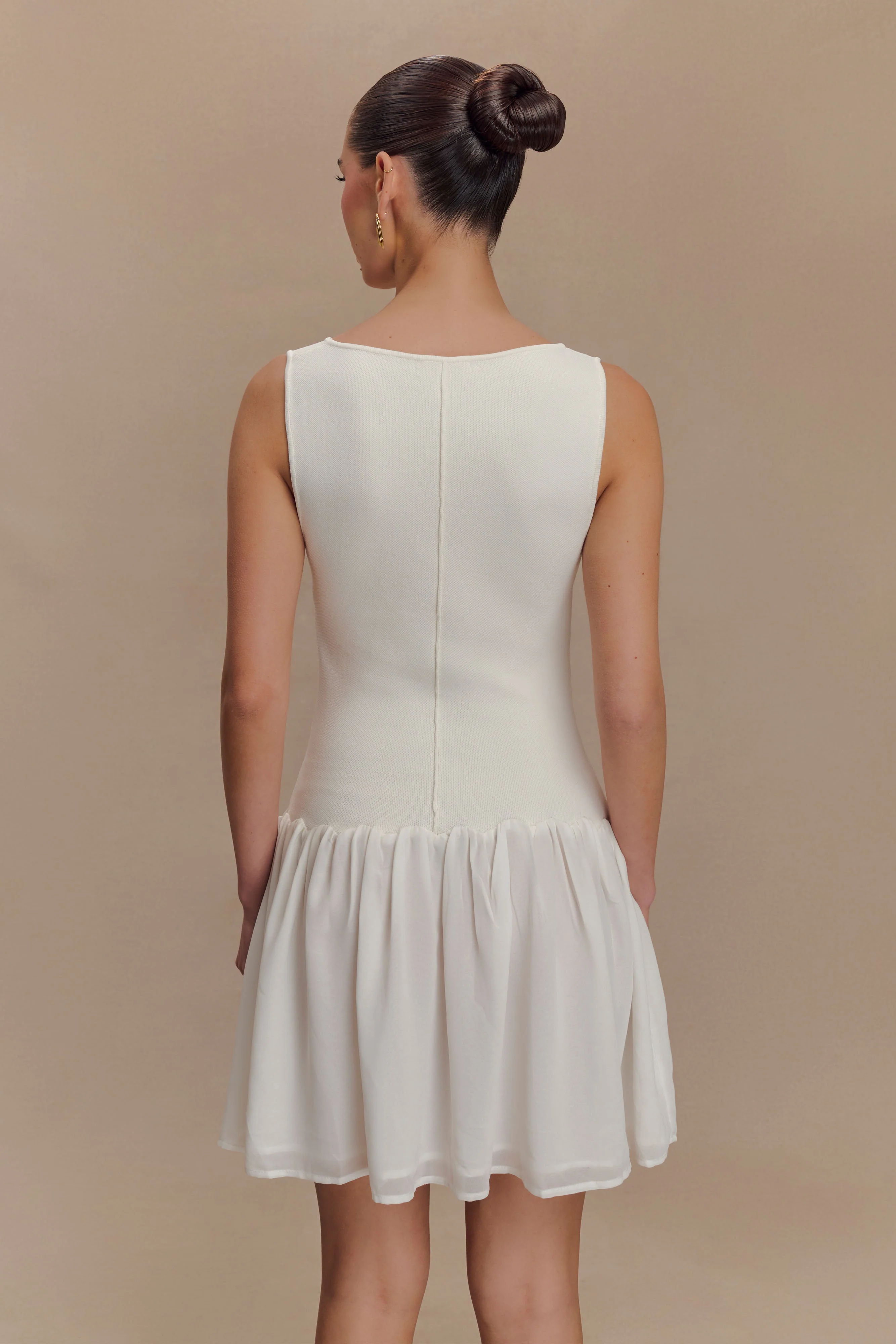 Ashleigh Knit And Chiffon Mini Dress - Ivory