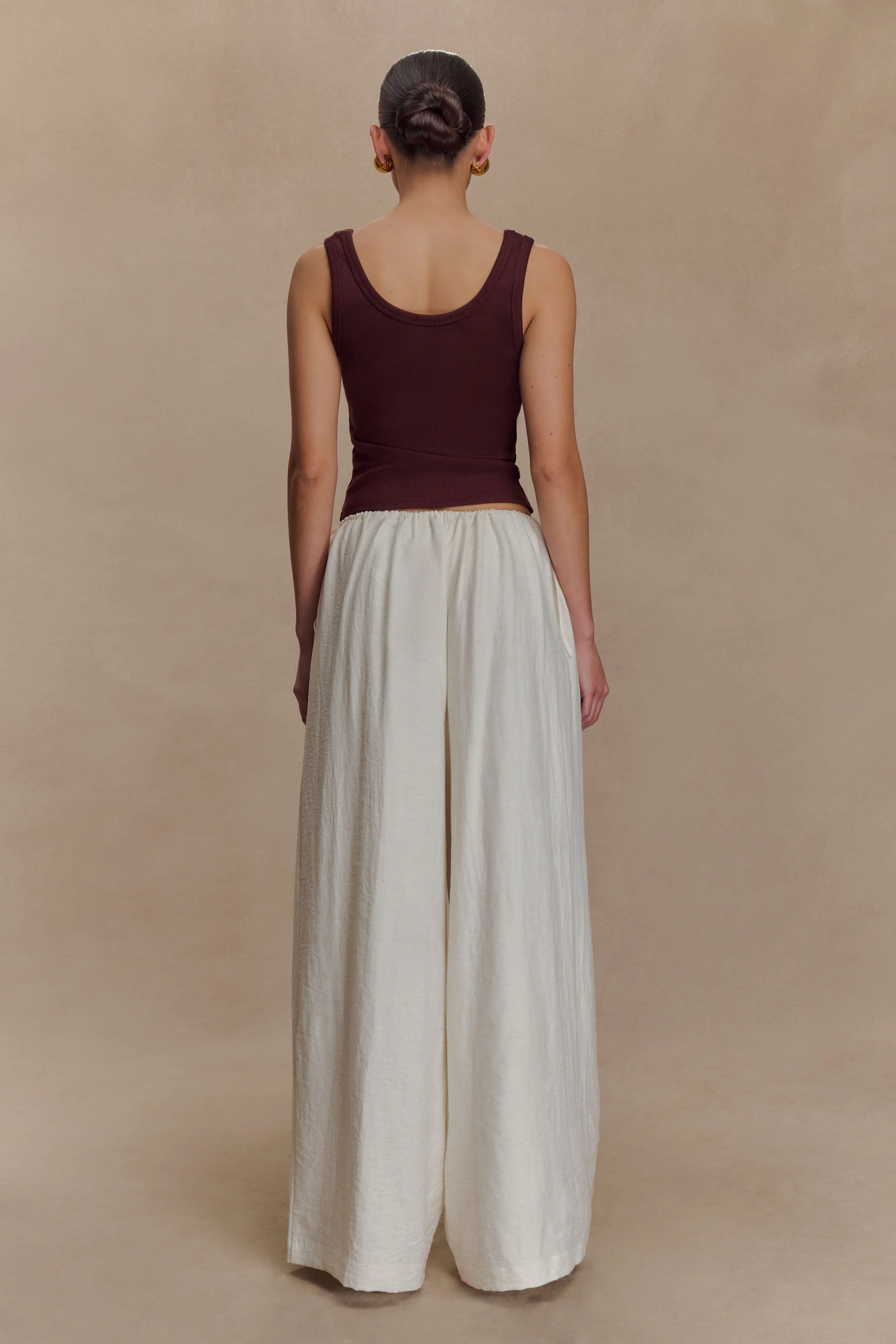 Callum Drawstring Straight Leg Pants - White