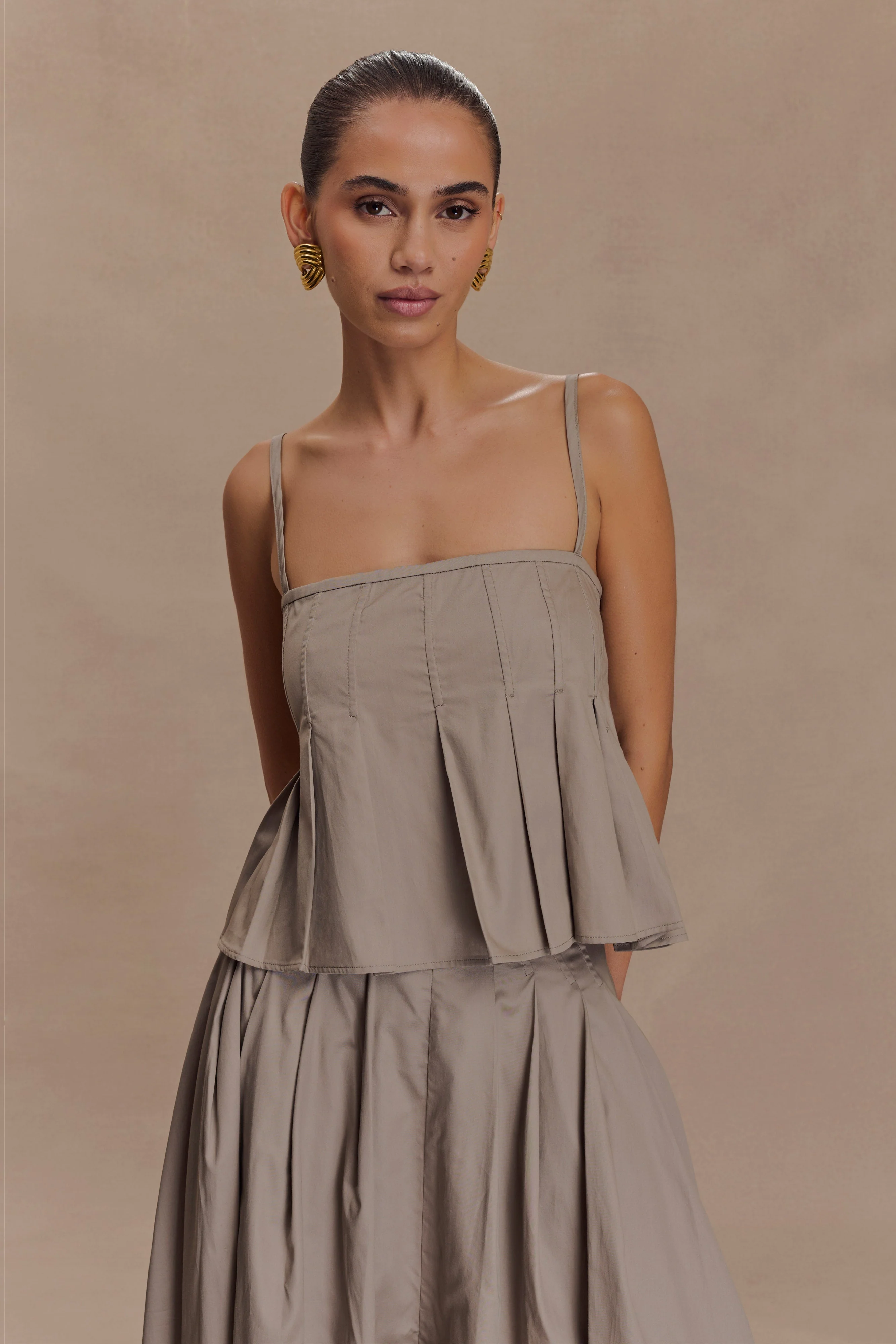 Mae Cotton Top - Pebble Brown