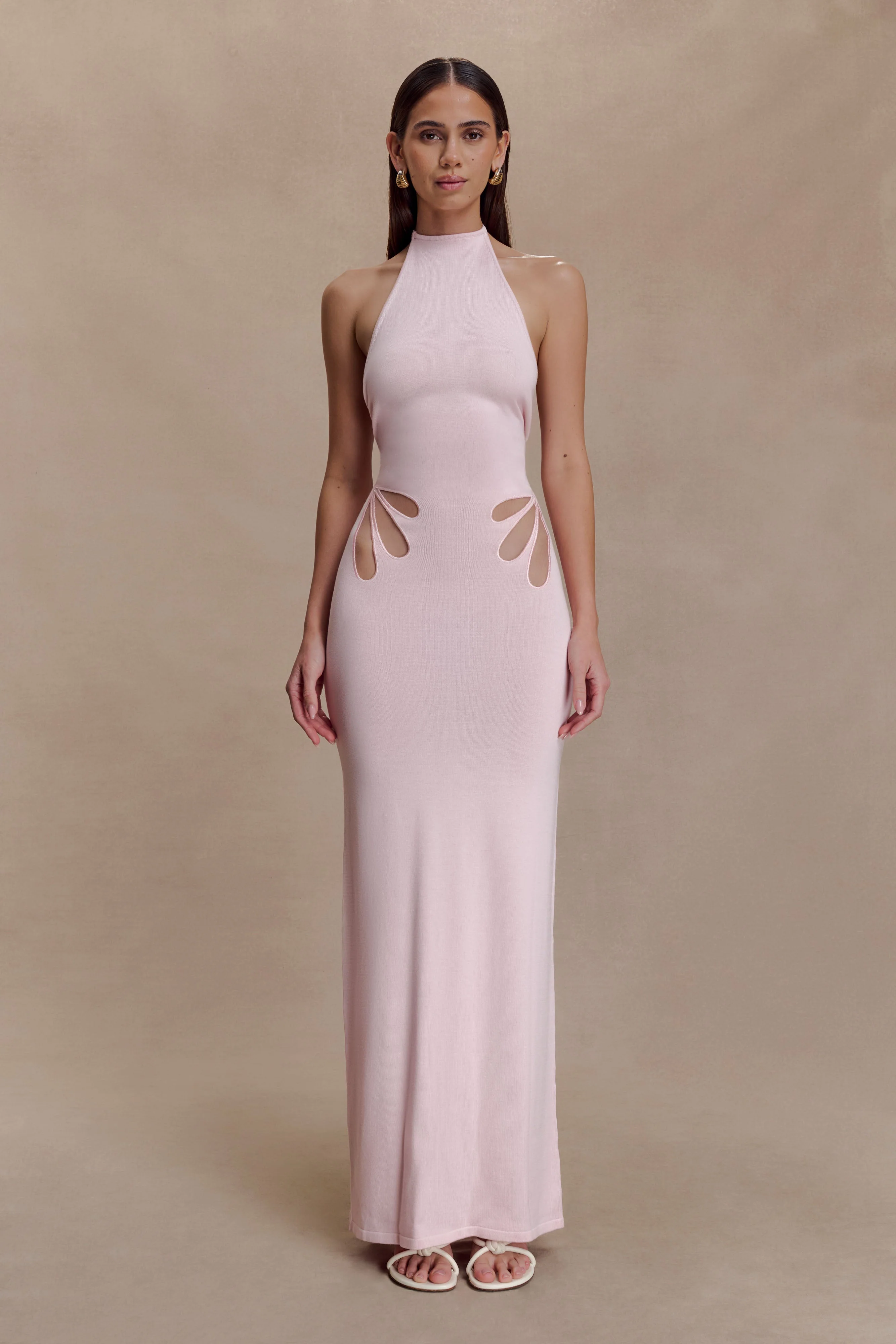 Brock Knit Halter Maxi Dress - Baby Pink