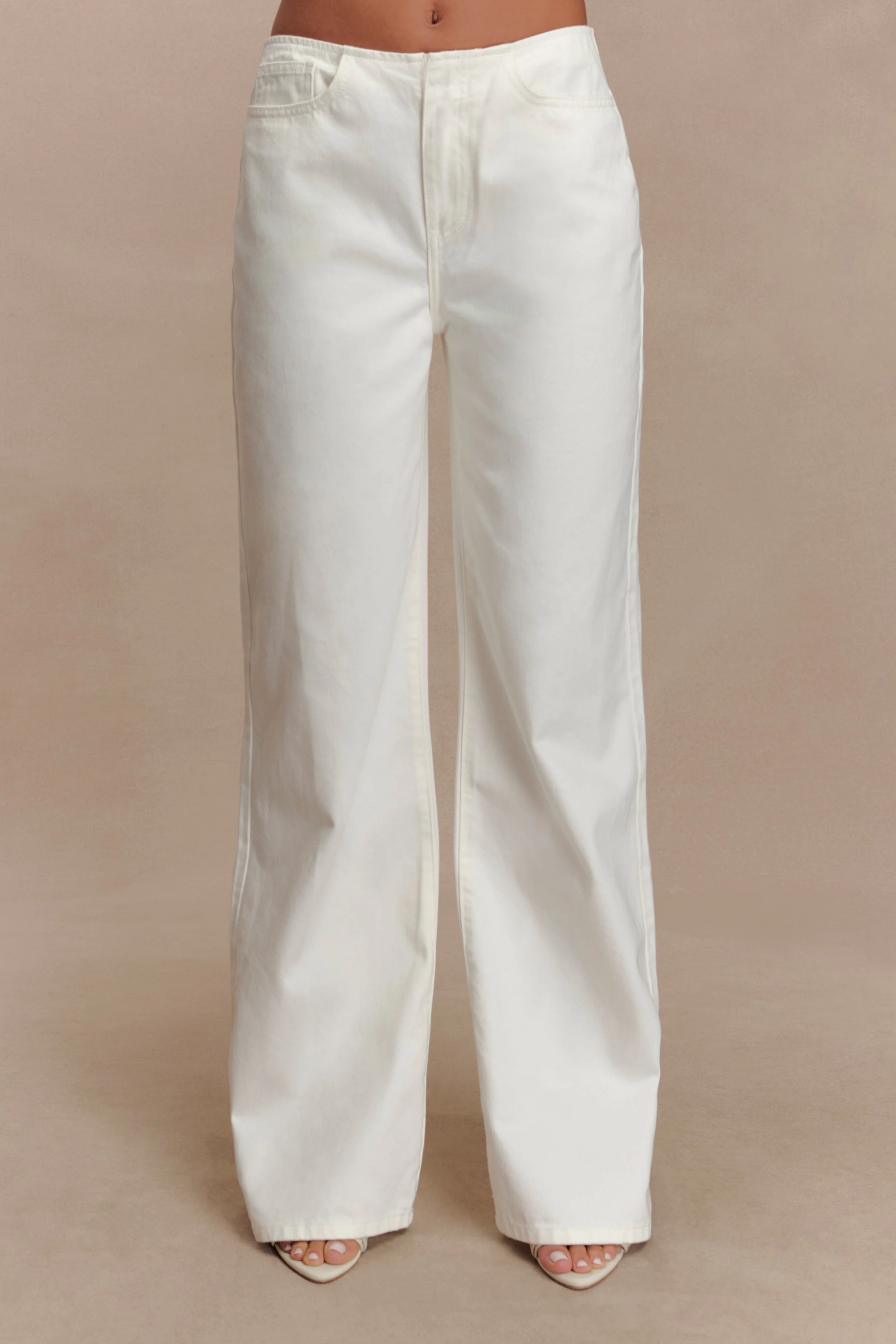 Caitlin Mid Rise Denim Jeans - White