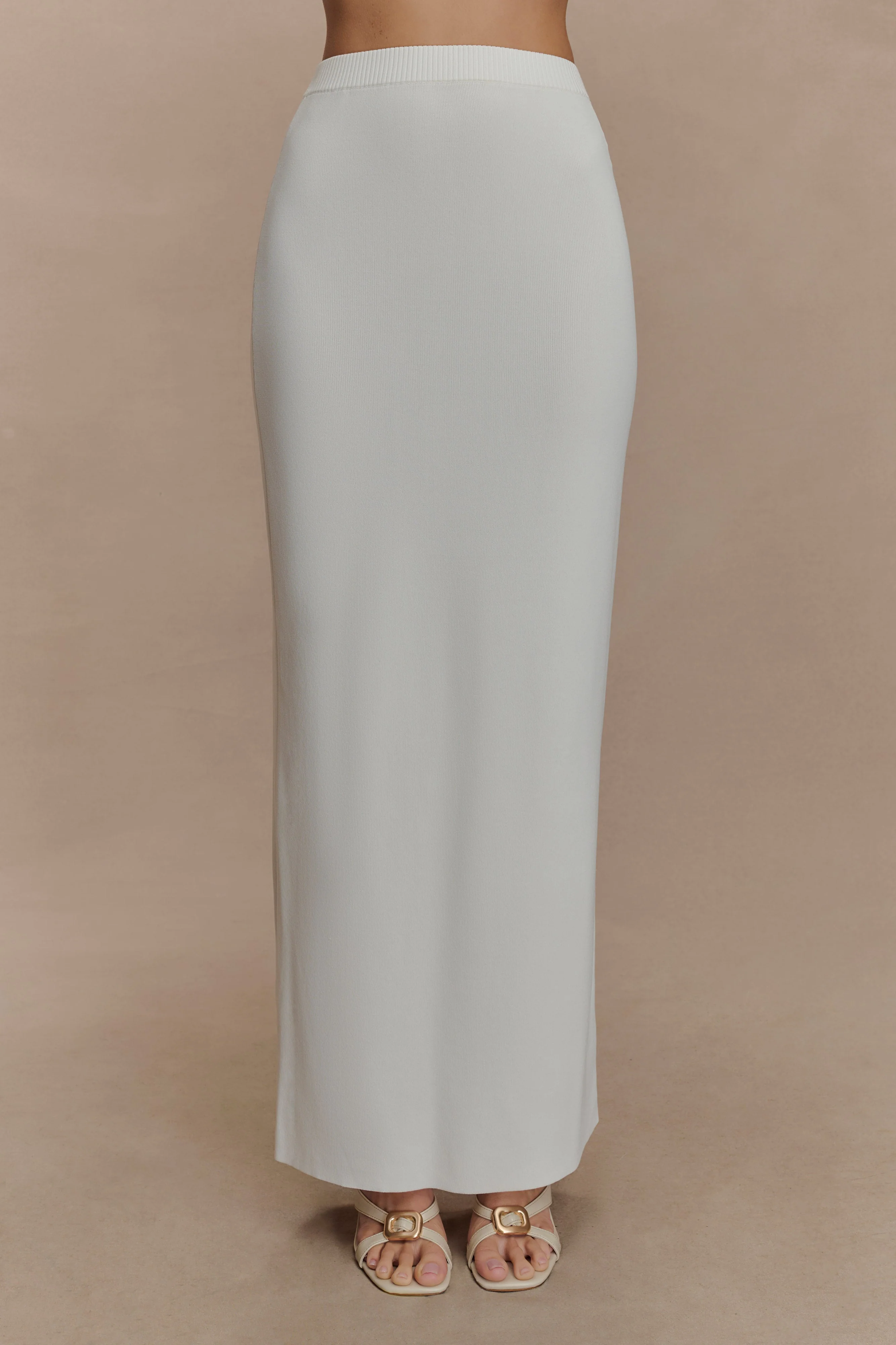 Francisca Mid Rise Knit Maxi Skirt - White
