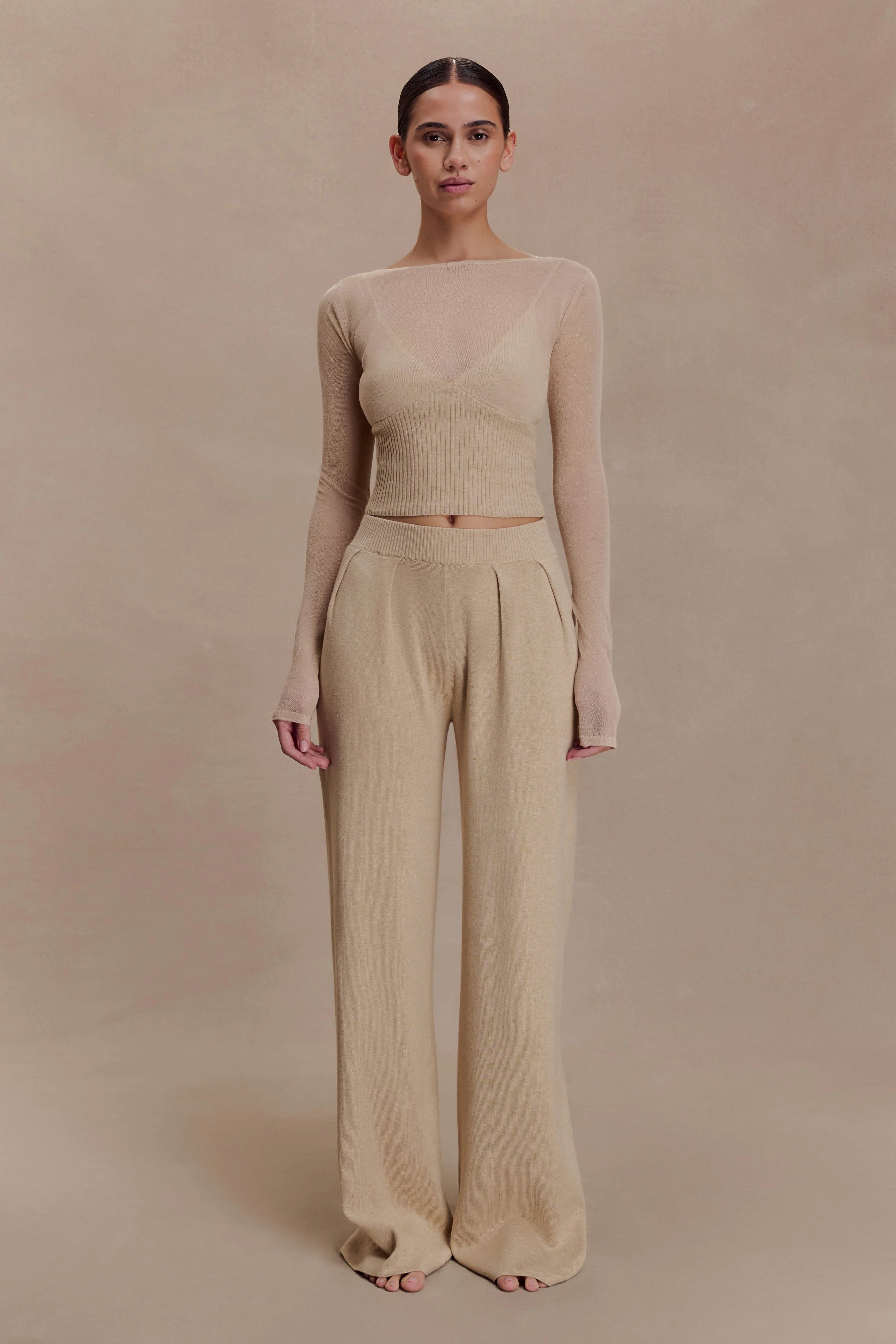 Brionee Silk Blend Knit Top - Sand