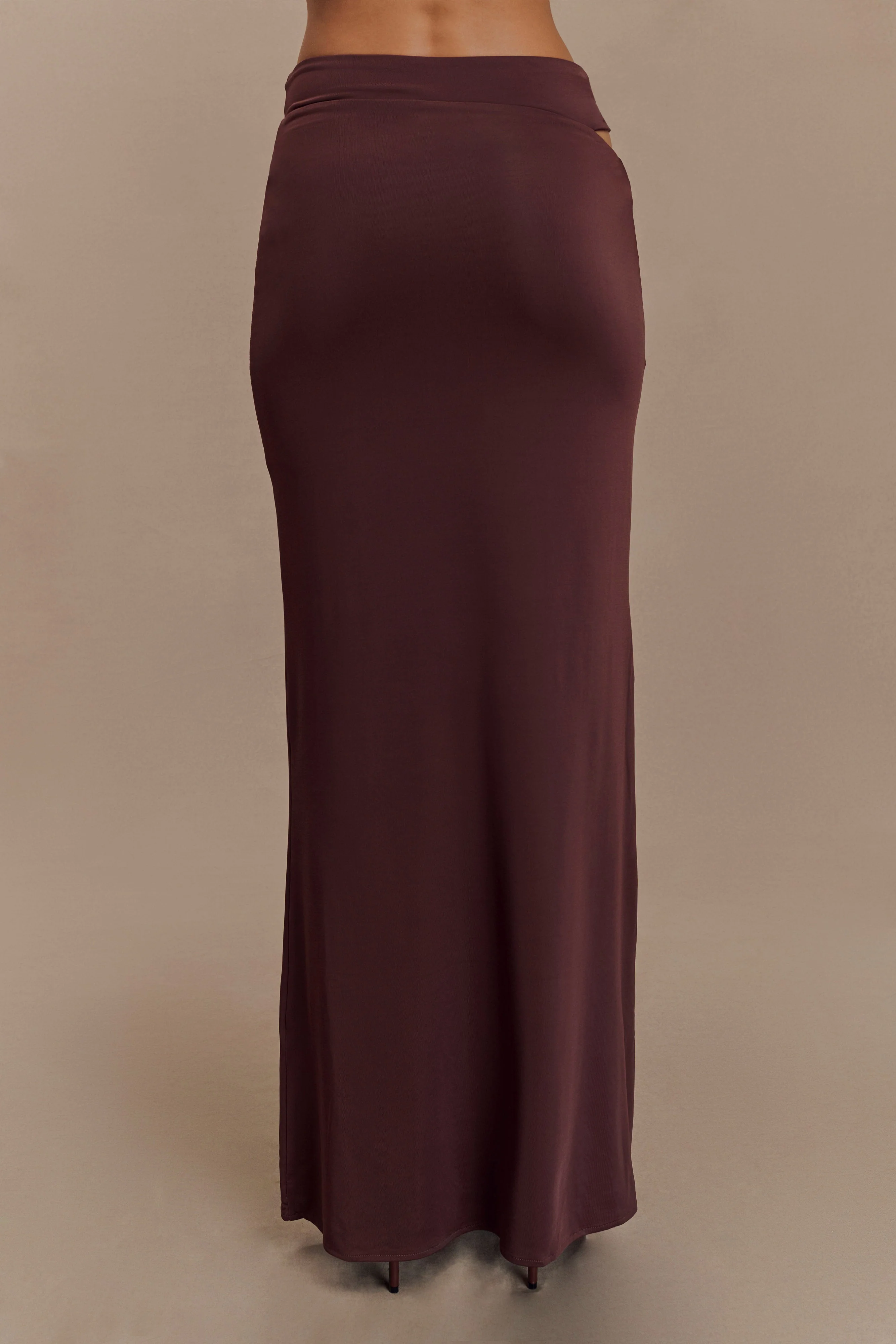 Haven Slinky Twist Midi Skirt - Chocolate