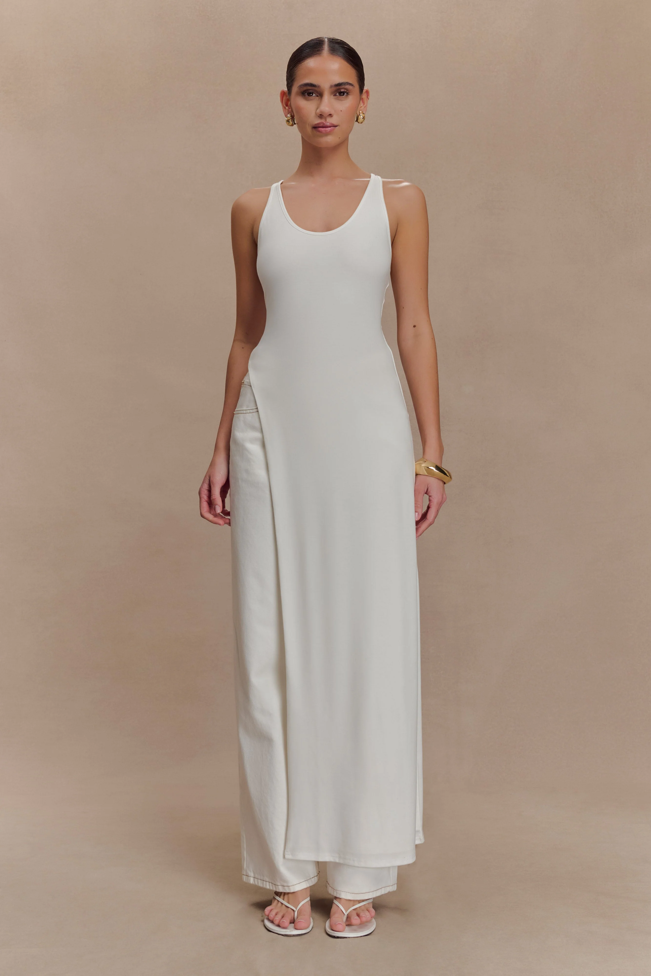 Ellerie Longline Racerback Top - White