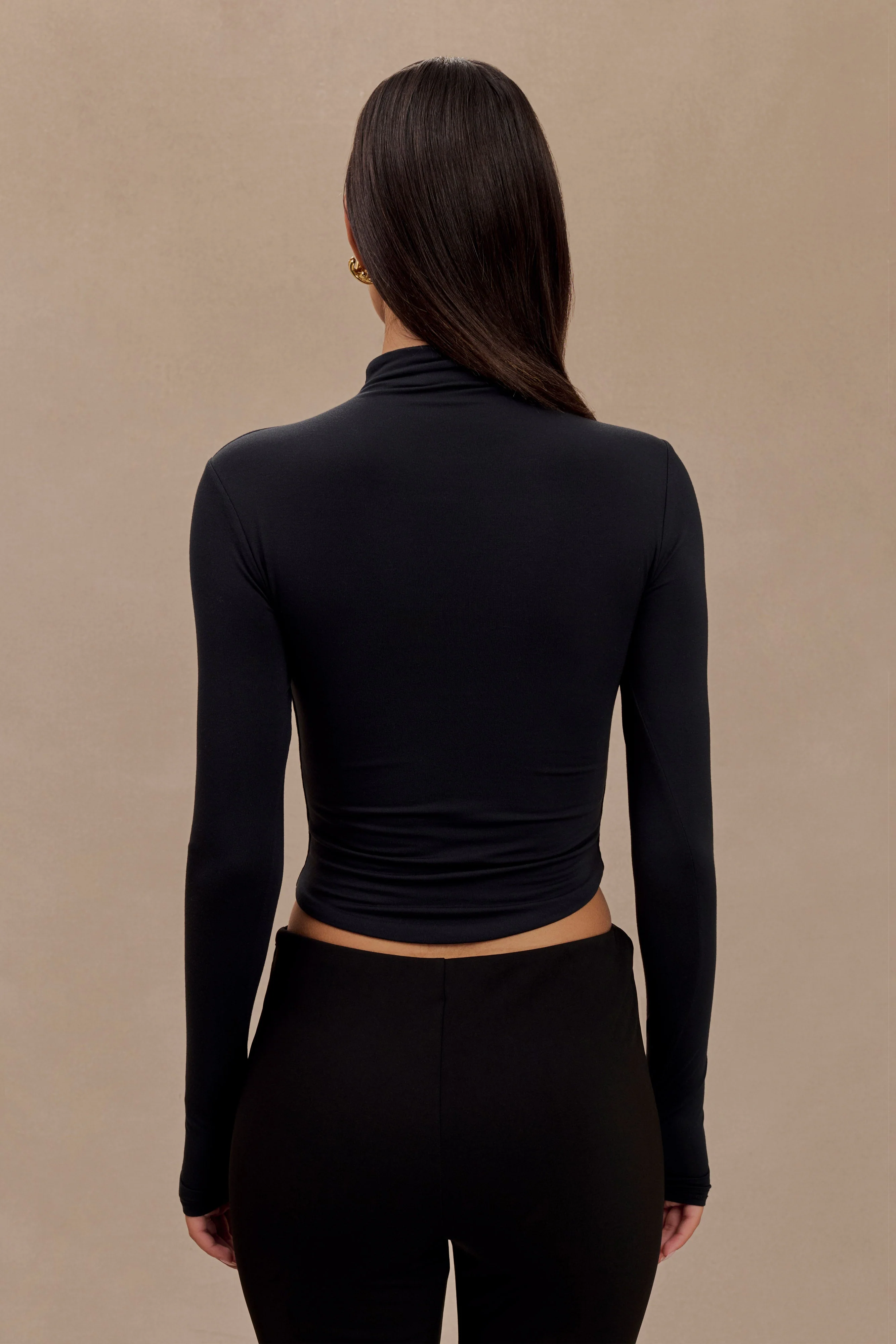 Ember Modal Long Sleeve High Neck Top - Black