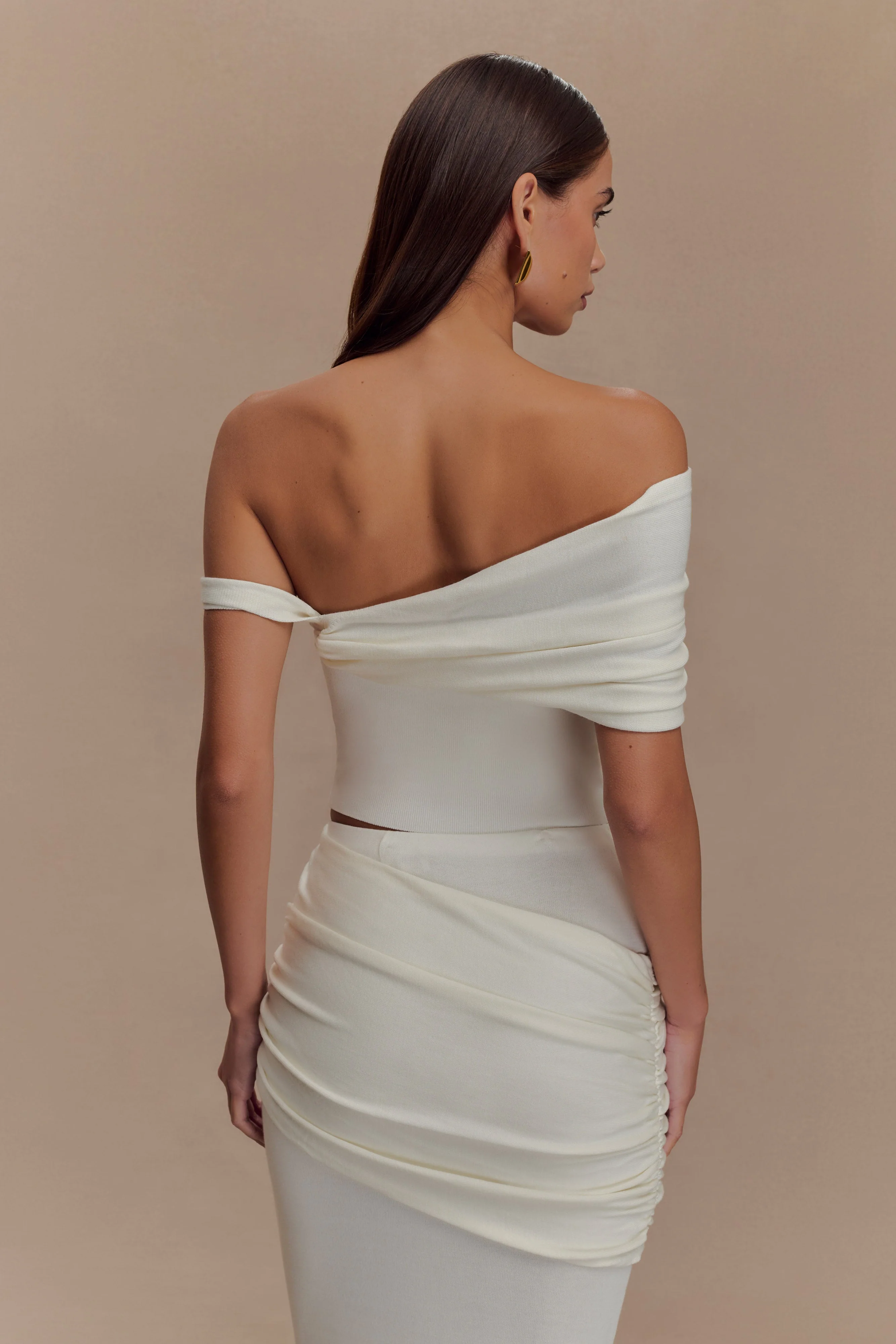 Irene Gathered Knit Top - Ivory