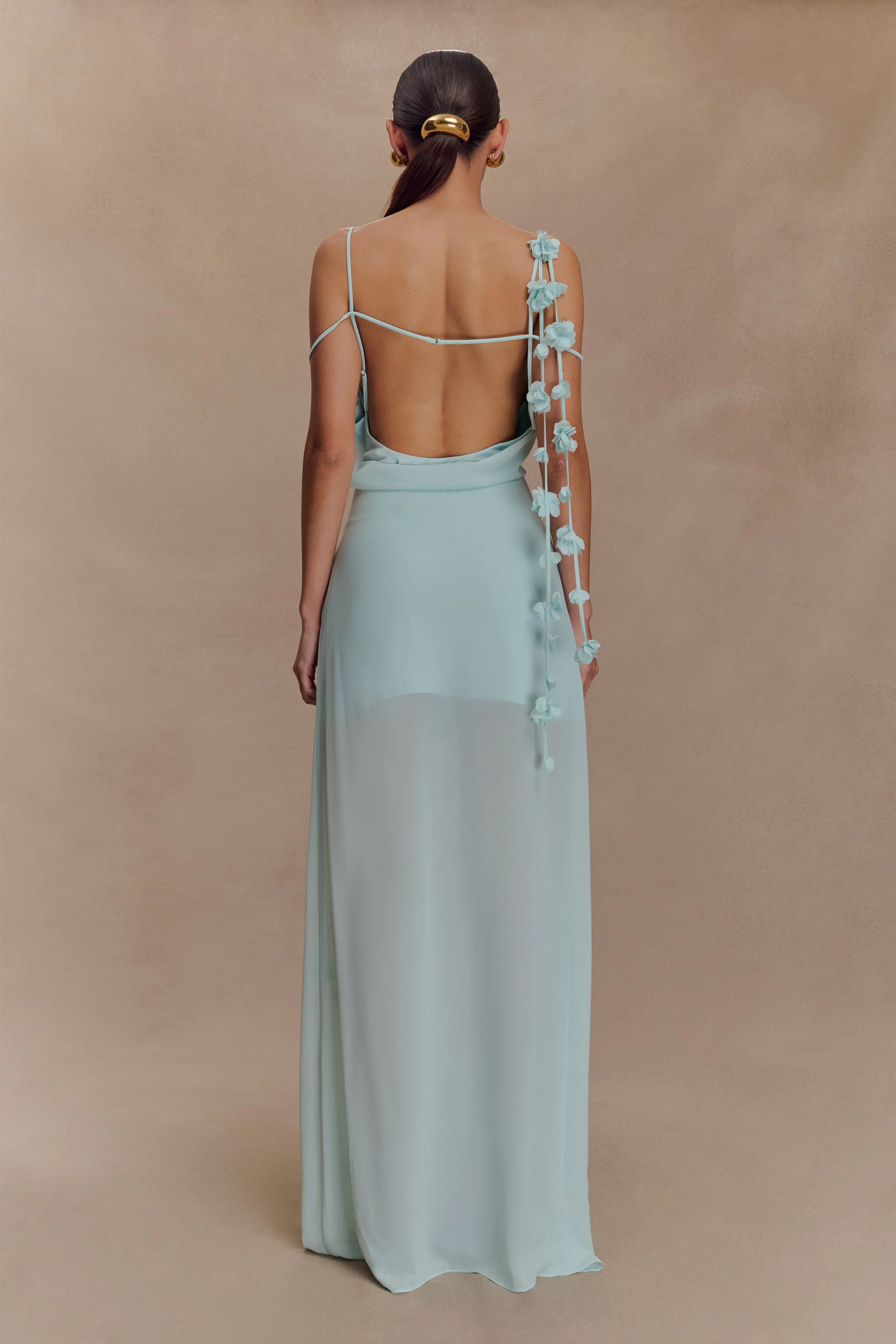 Rosalie Floral Chiffon Maxi Dress - Lagoon