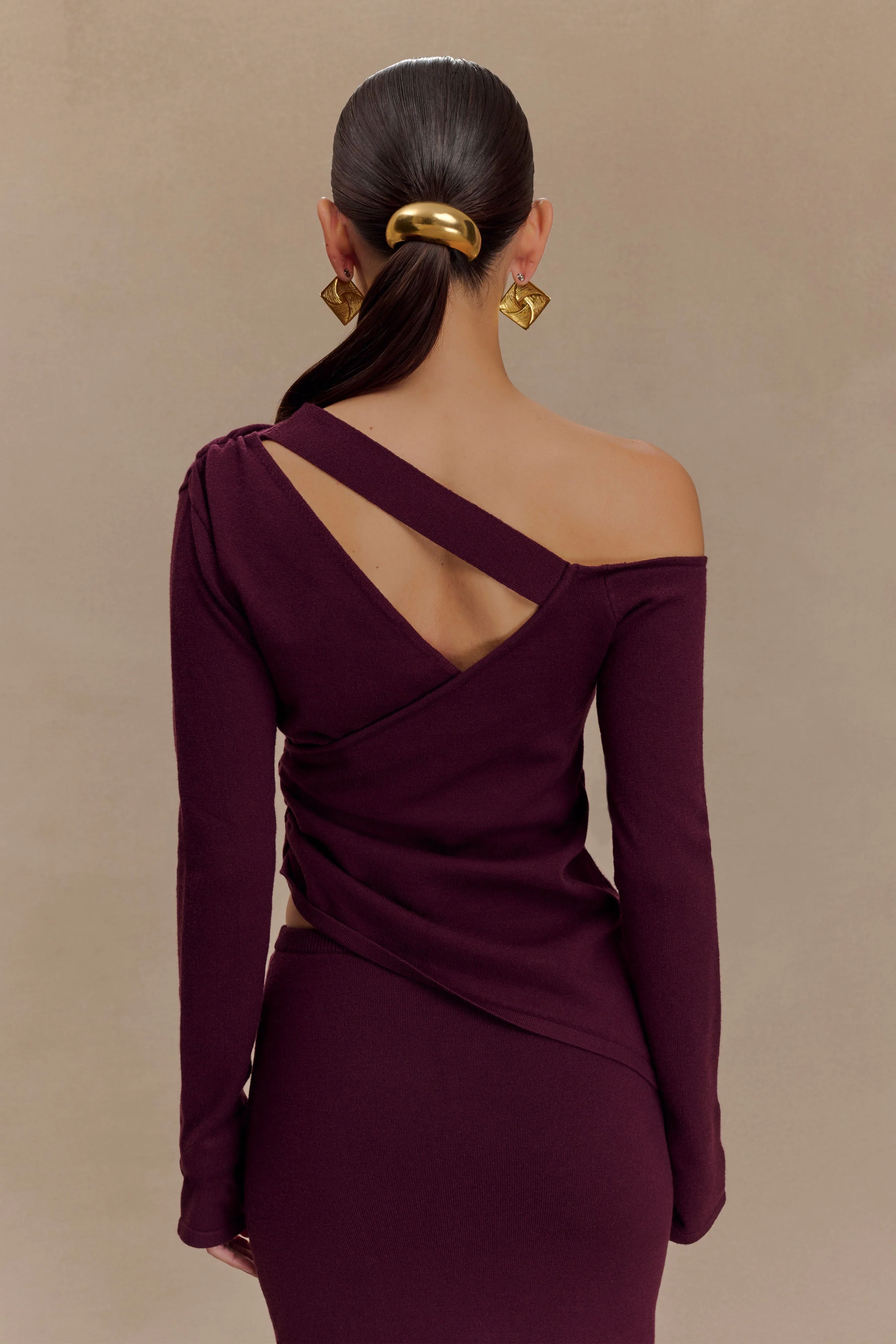 Miles Off Shoulder Knit Top - Plum