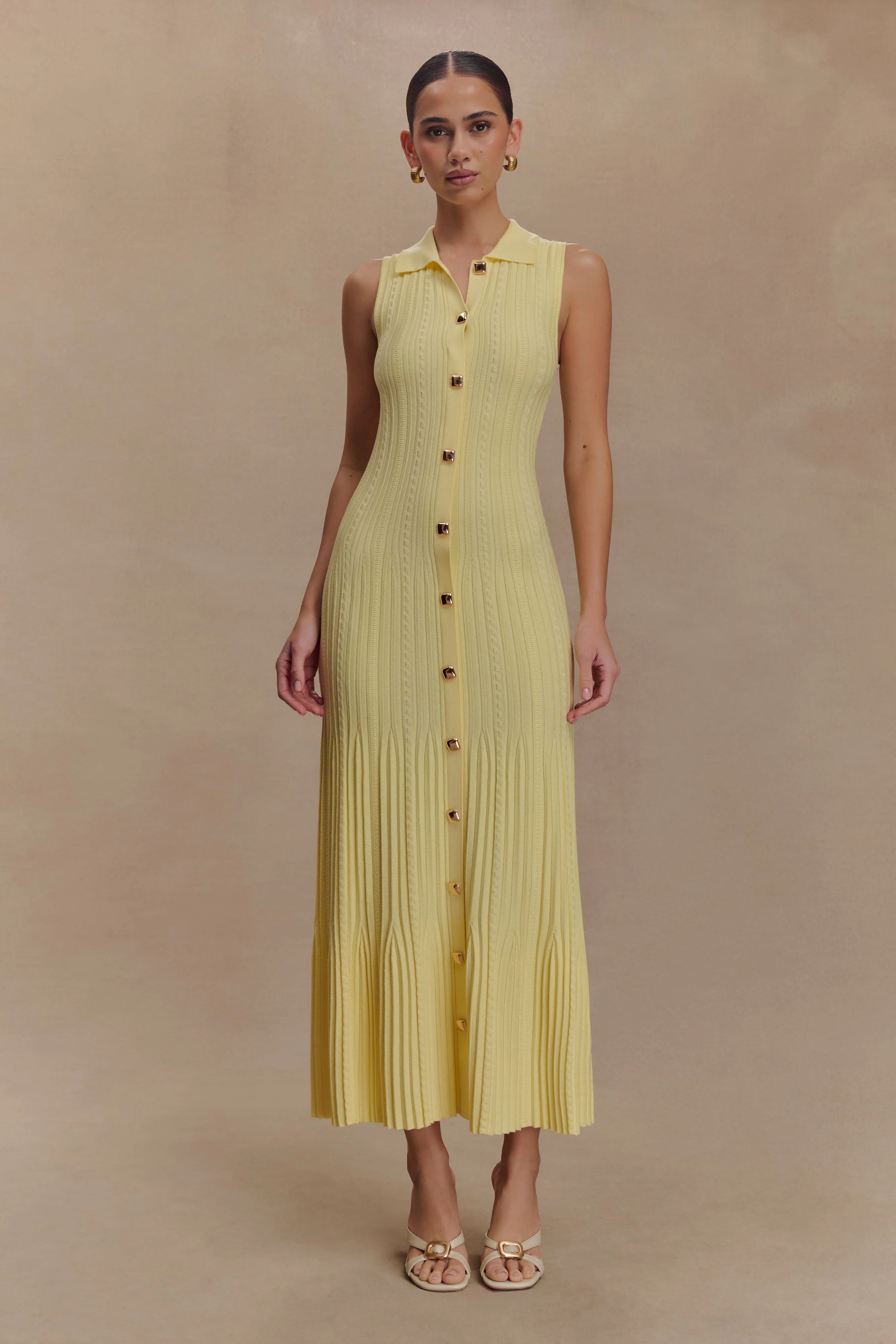 Margie Sleeveless Knit Midi Dress - Lemon