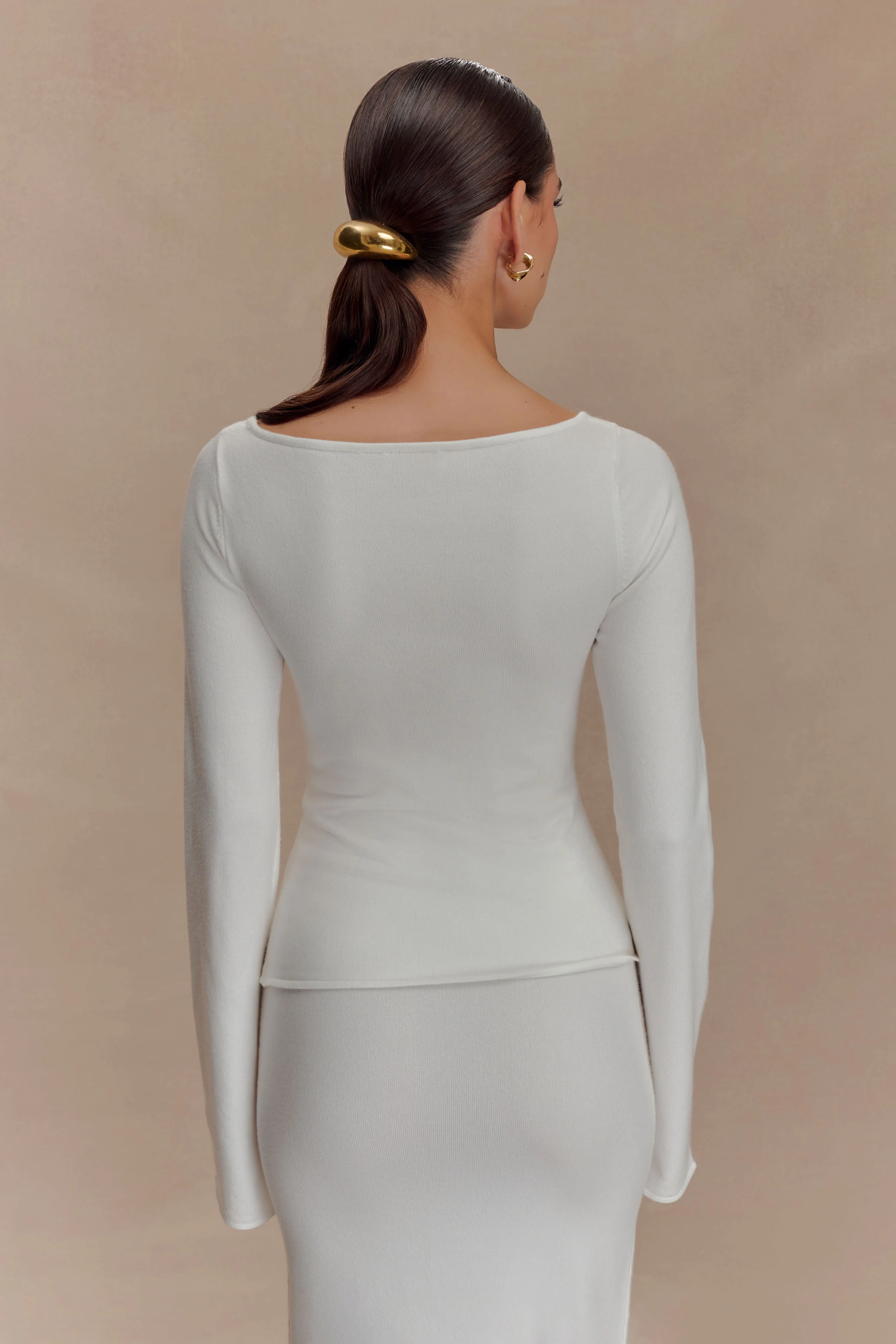 Alejandra Floral Long Sleeve Knit Top - White
