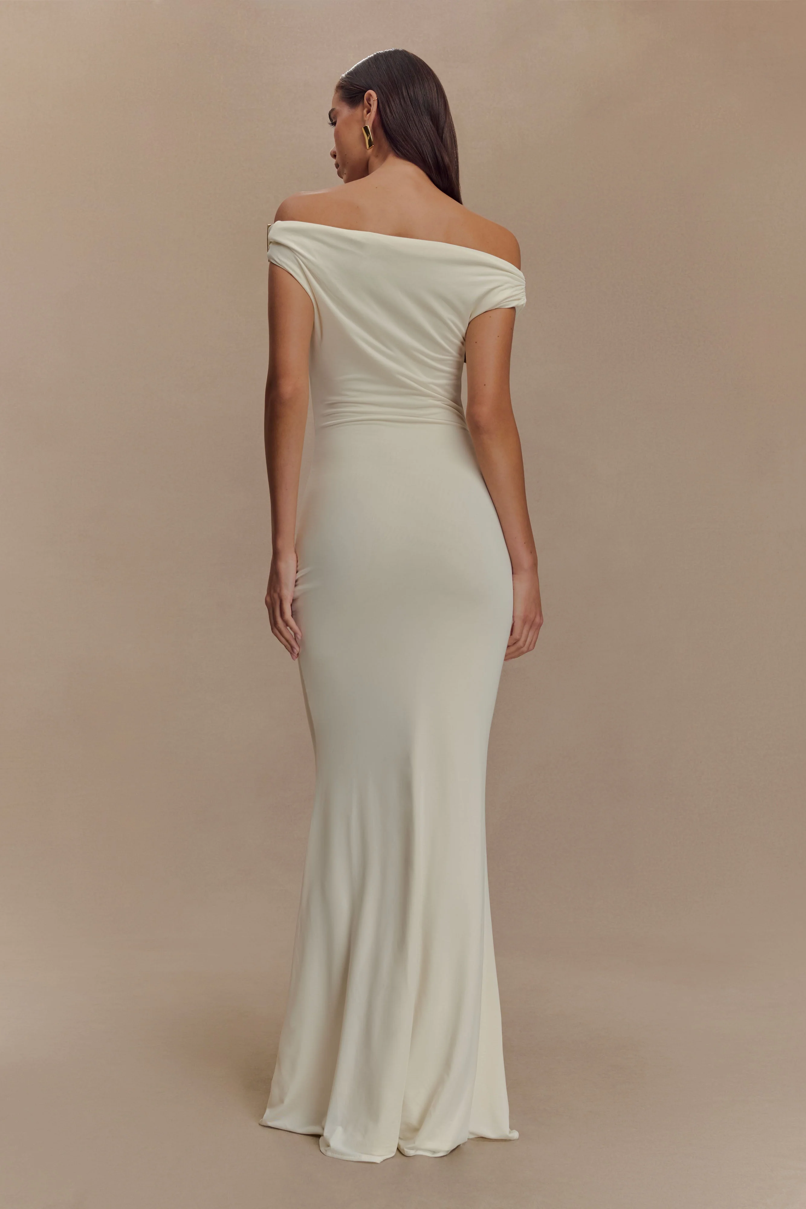 Kinsley Slinky Maxi Dress With Hardware - Ivory