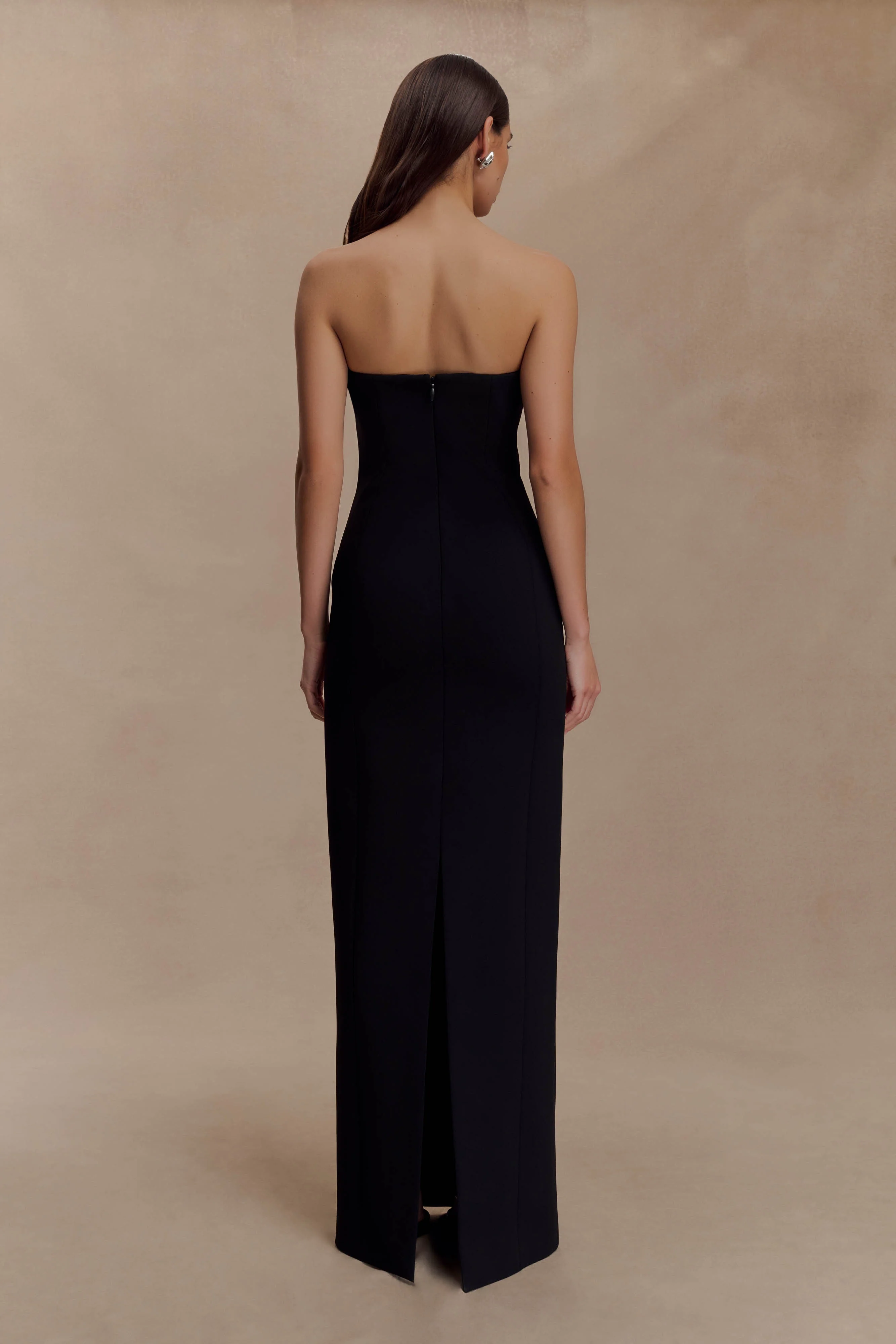 Kalila Strapless Crepe Maxi Dress - Black