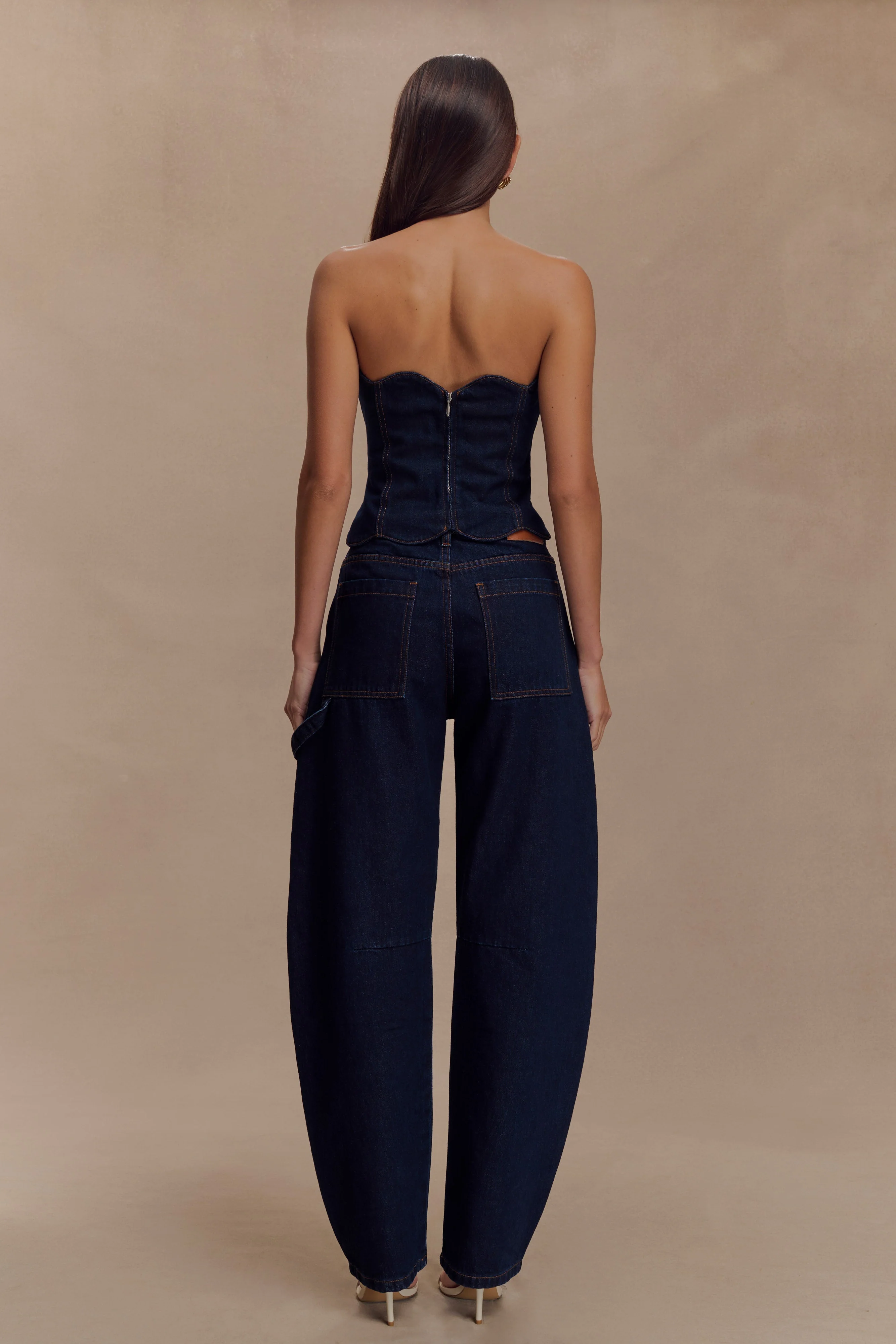 Oakley Strapless Scallop Denim Top - Indigo Blue