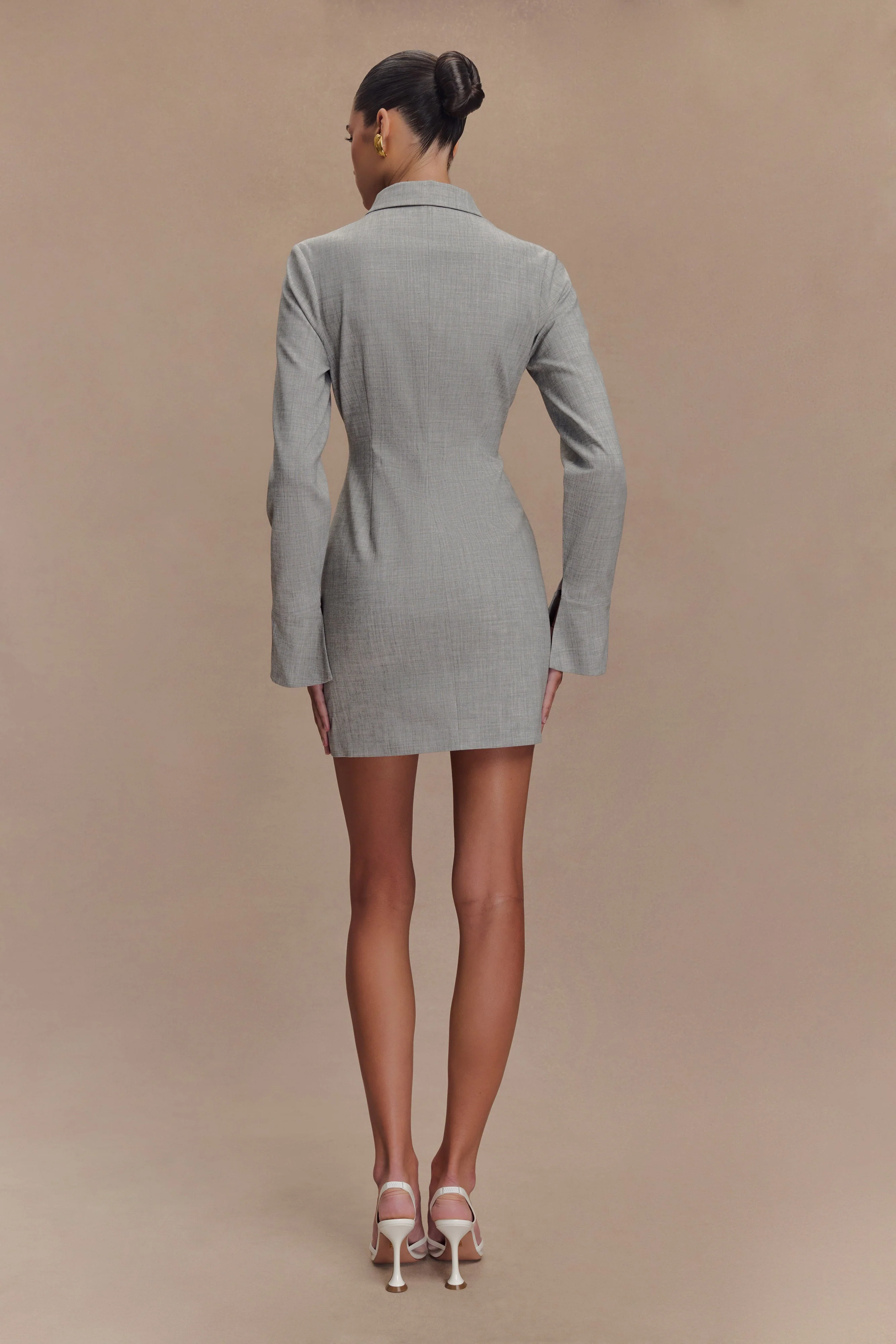 Dorian Fitted Shirt Mini Dress - Charcoal Marle