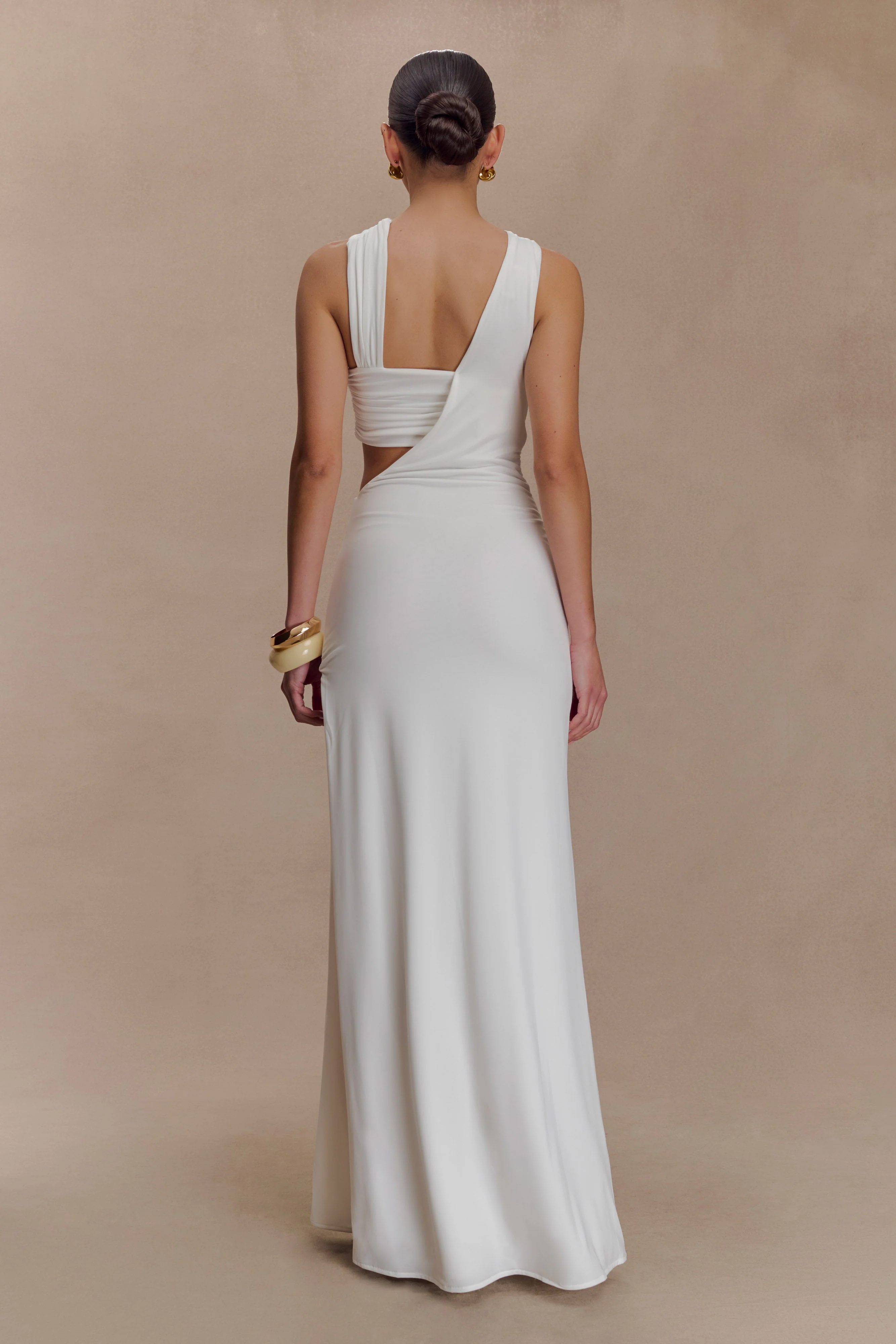Lottie Slinky Maxi Dress With Split - White