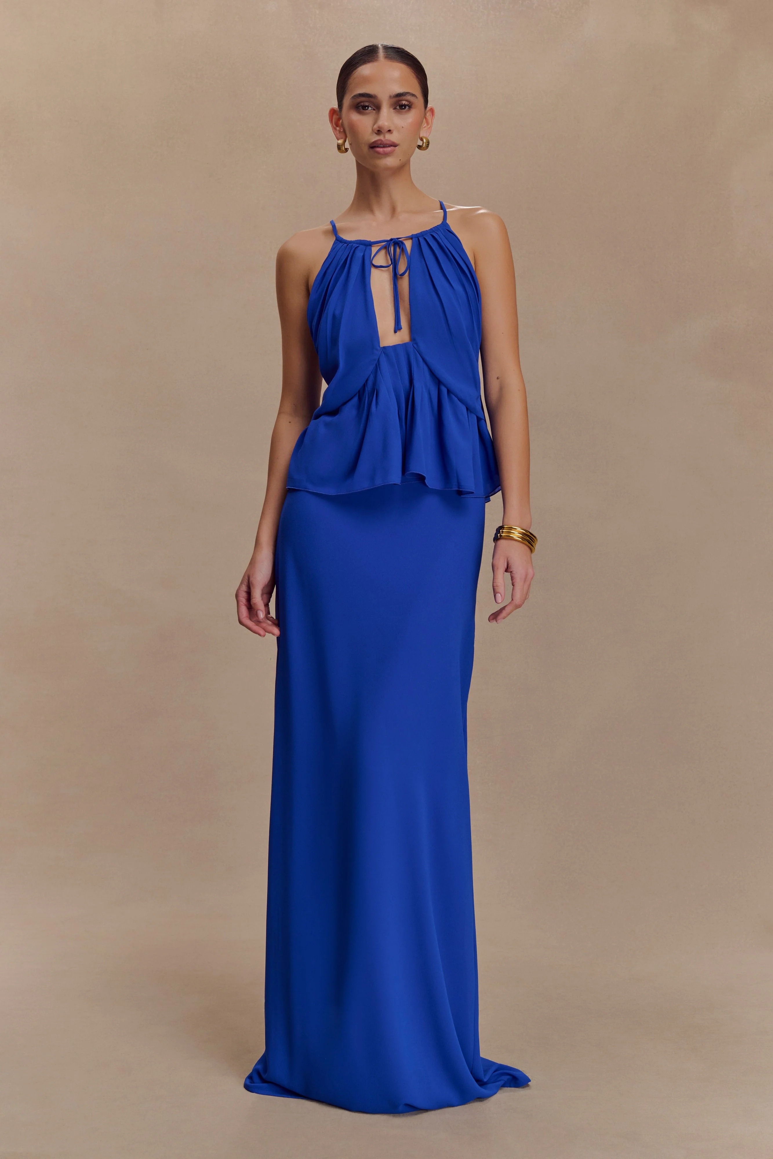 Katalina Chiffon Maxi Skirt - Cobalt Blue