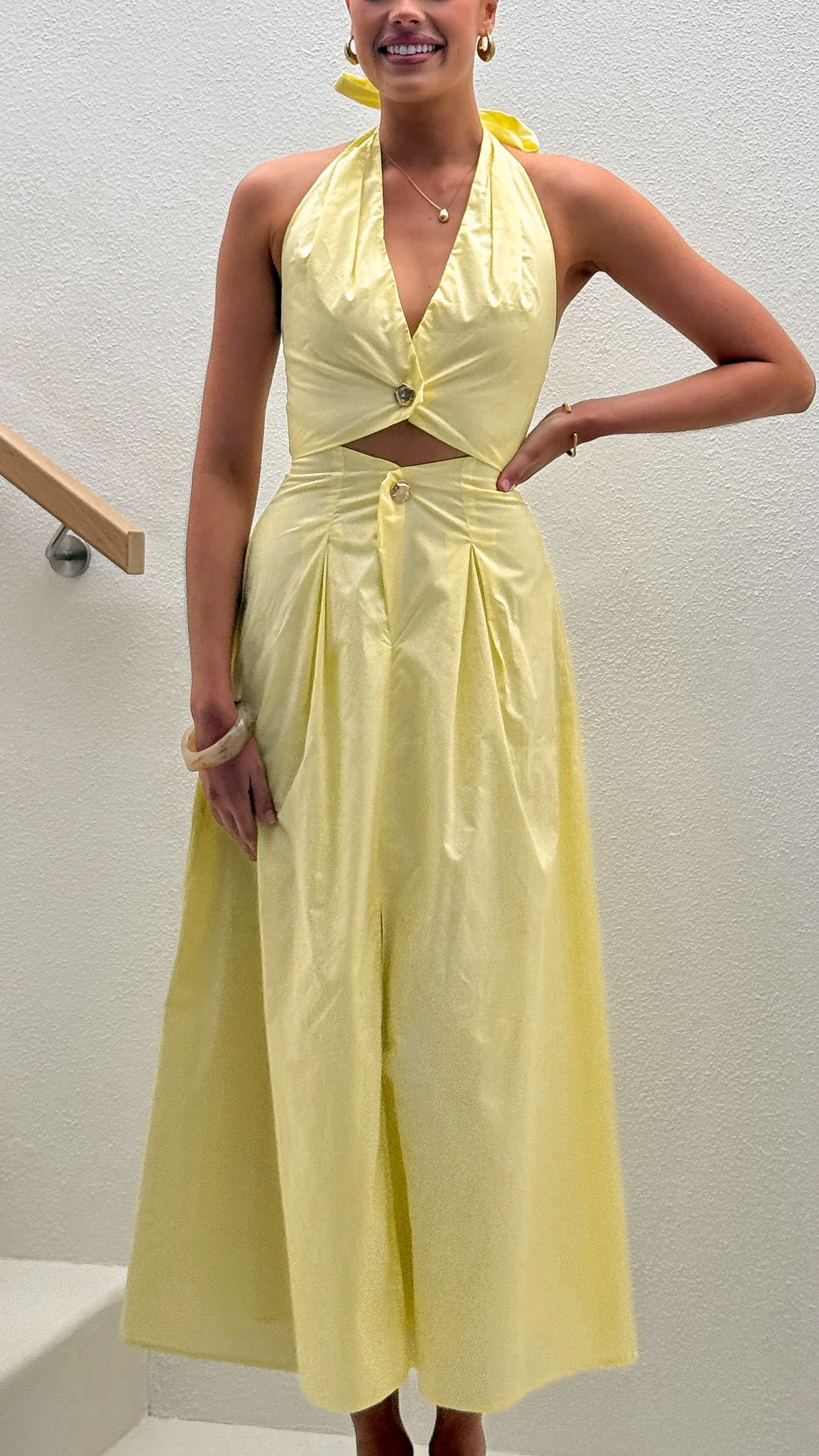 Wesley Halter Neck Maxi Dress - Yellow