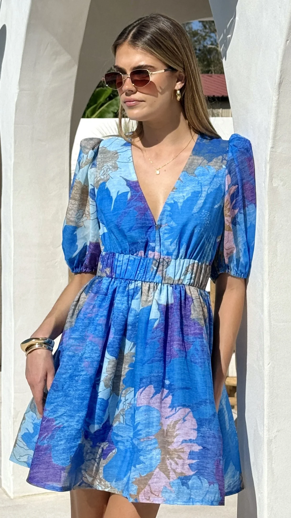 Abel Mini Dress - Blue Floral