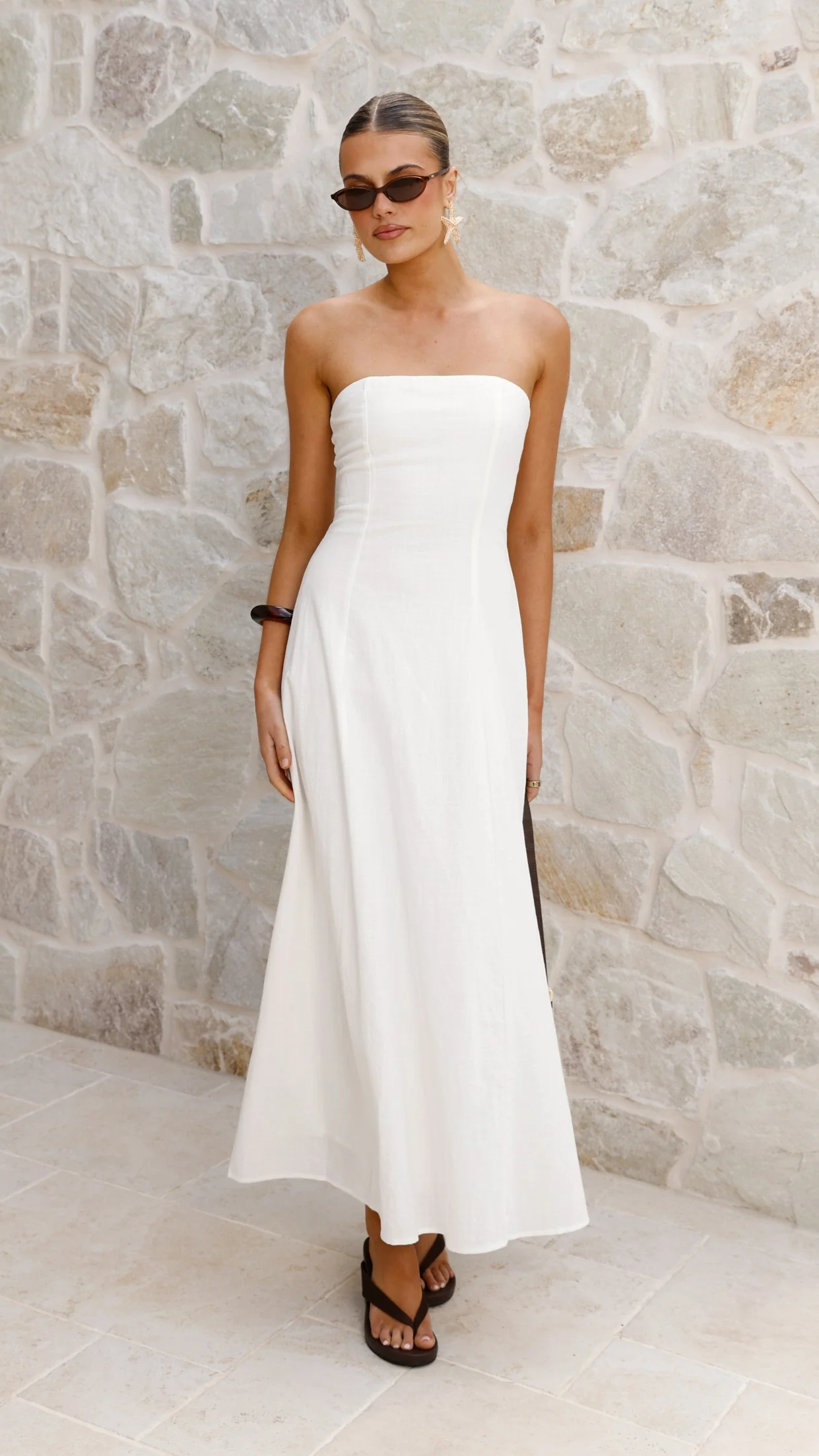 Astrid Strapless Maxi Dress - White