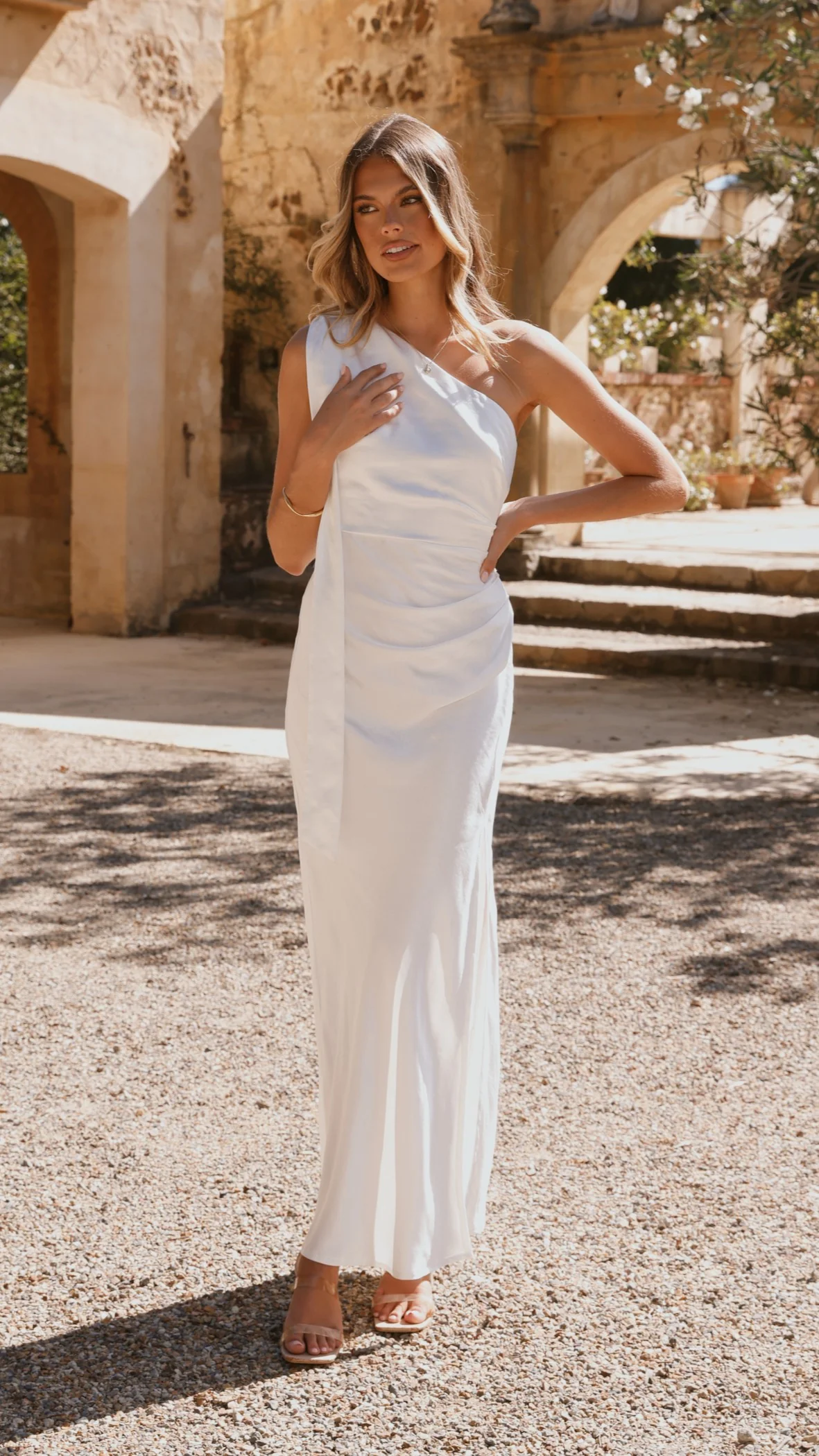 Halle One Shoulder Maxi Dress - Ivory