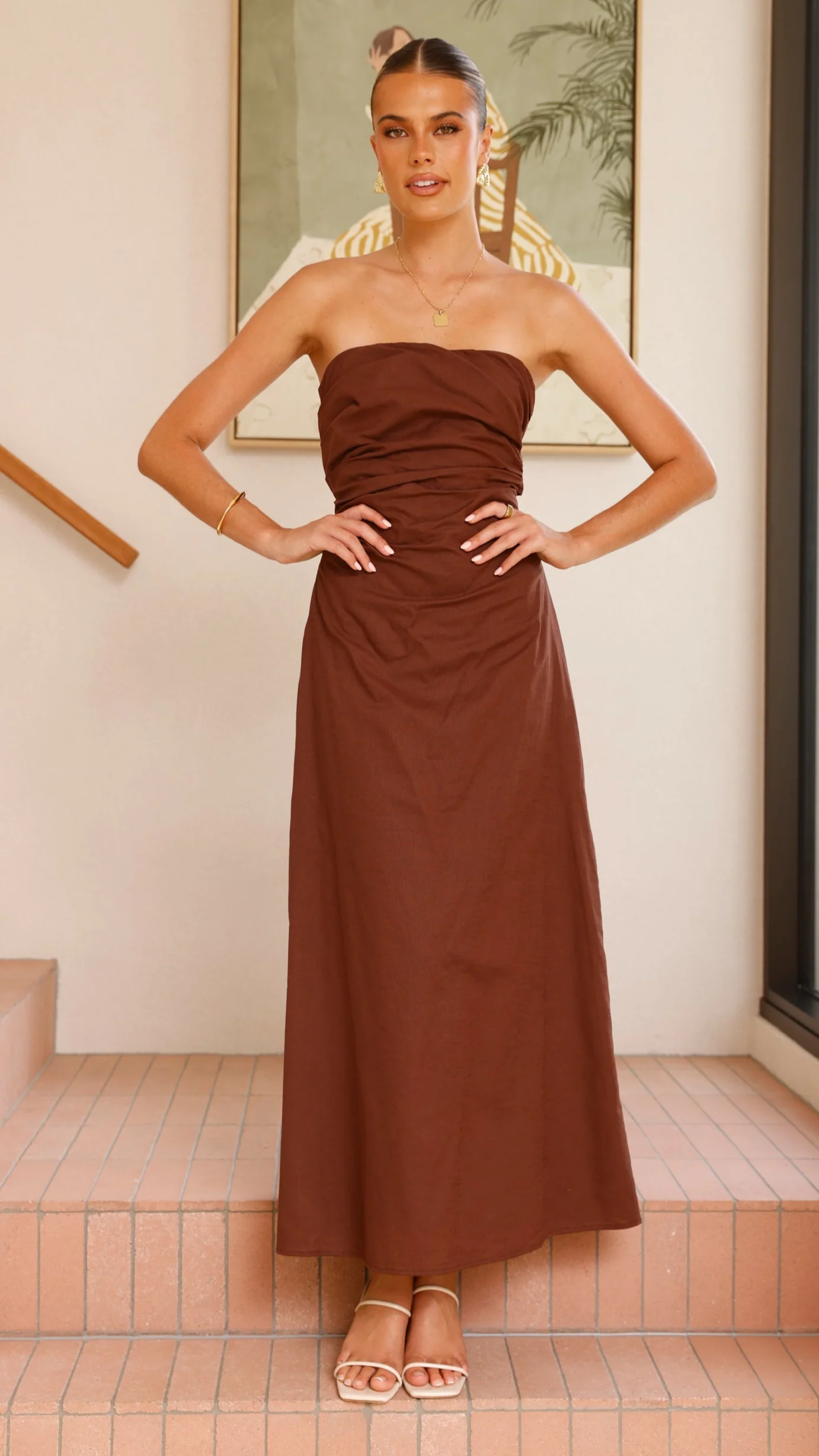 Bolivia Strapless Midi Dress - Chocolate