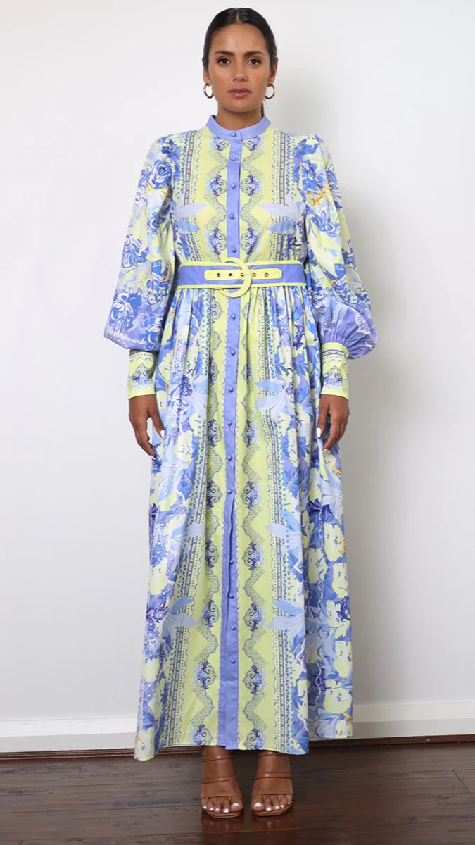 Kalliope Maxi Dress - Blue/Yellow