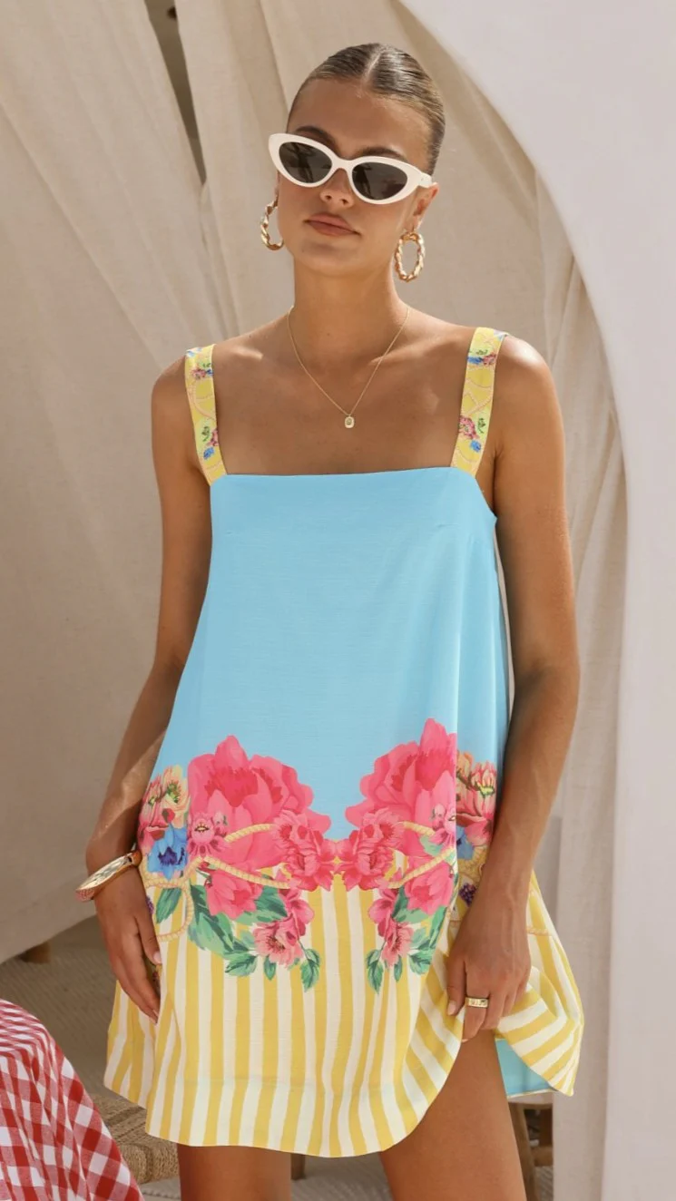 Gianna Mini Dress - Positano Blue