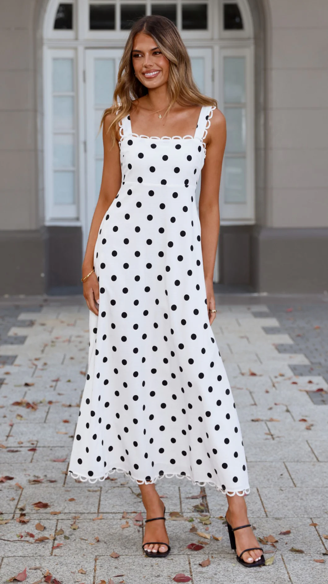 Milani Maxi Dress - White Polka