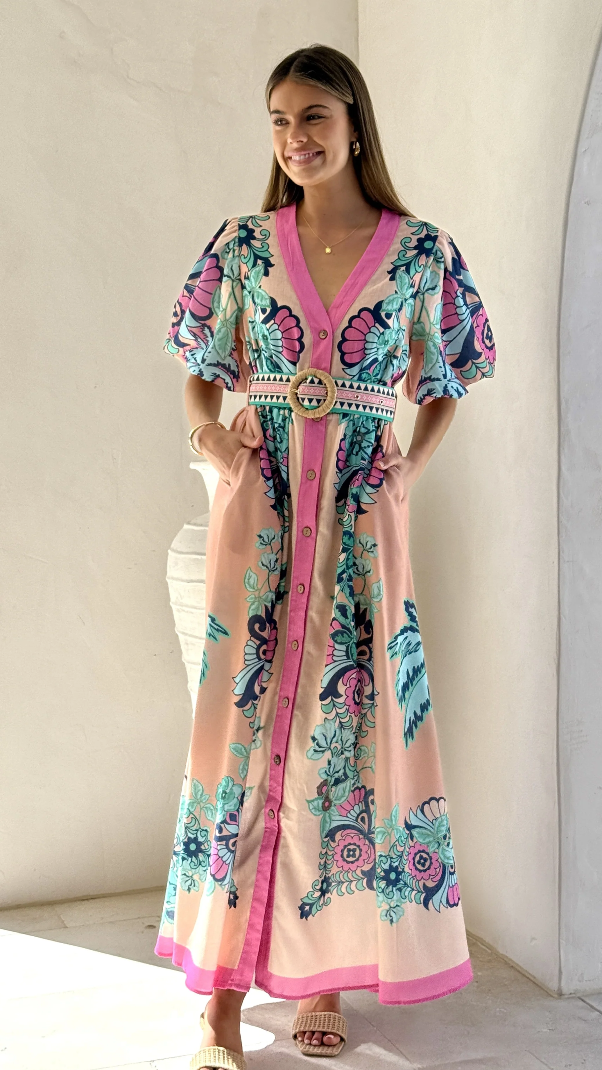 Dali Maxi Dress - Island Bloom Pink
