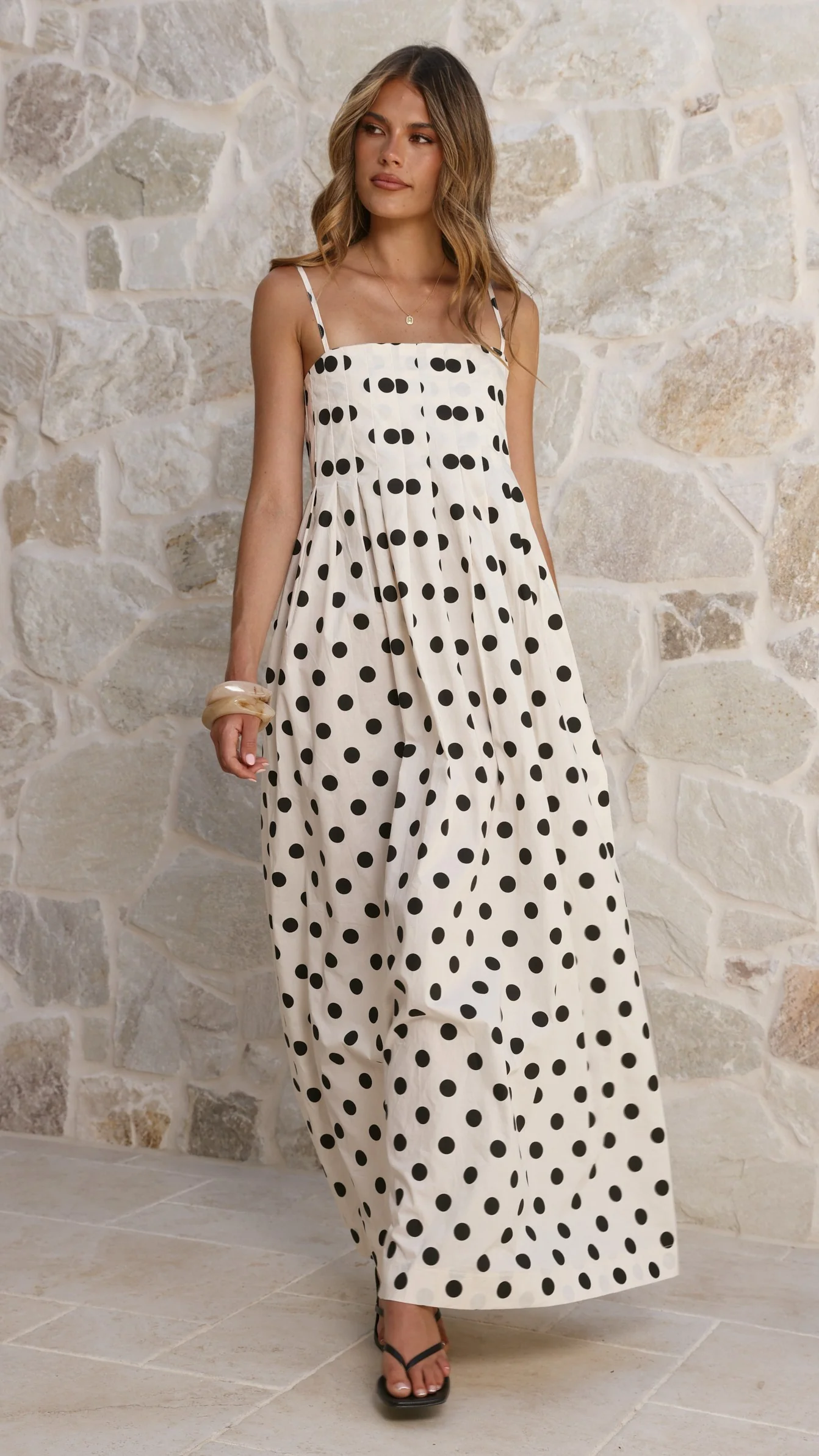 Felicity Maxi Dress - White/Black Spot